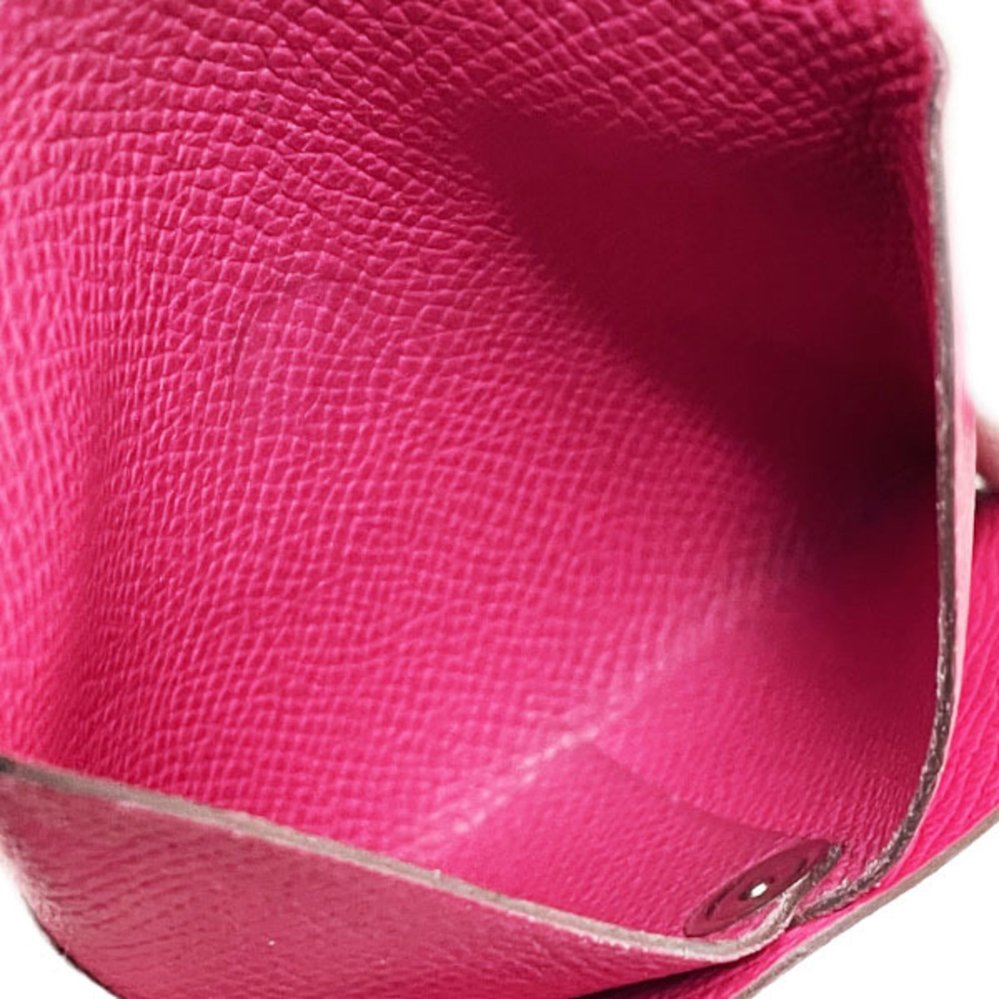 Hermes Bastia Pink Leather Coin Purse/Coin Case (Pre-Owned)