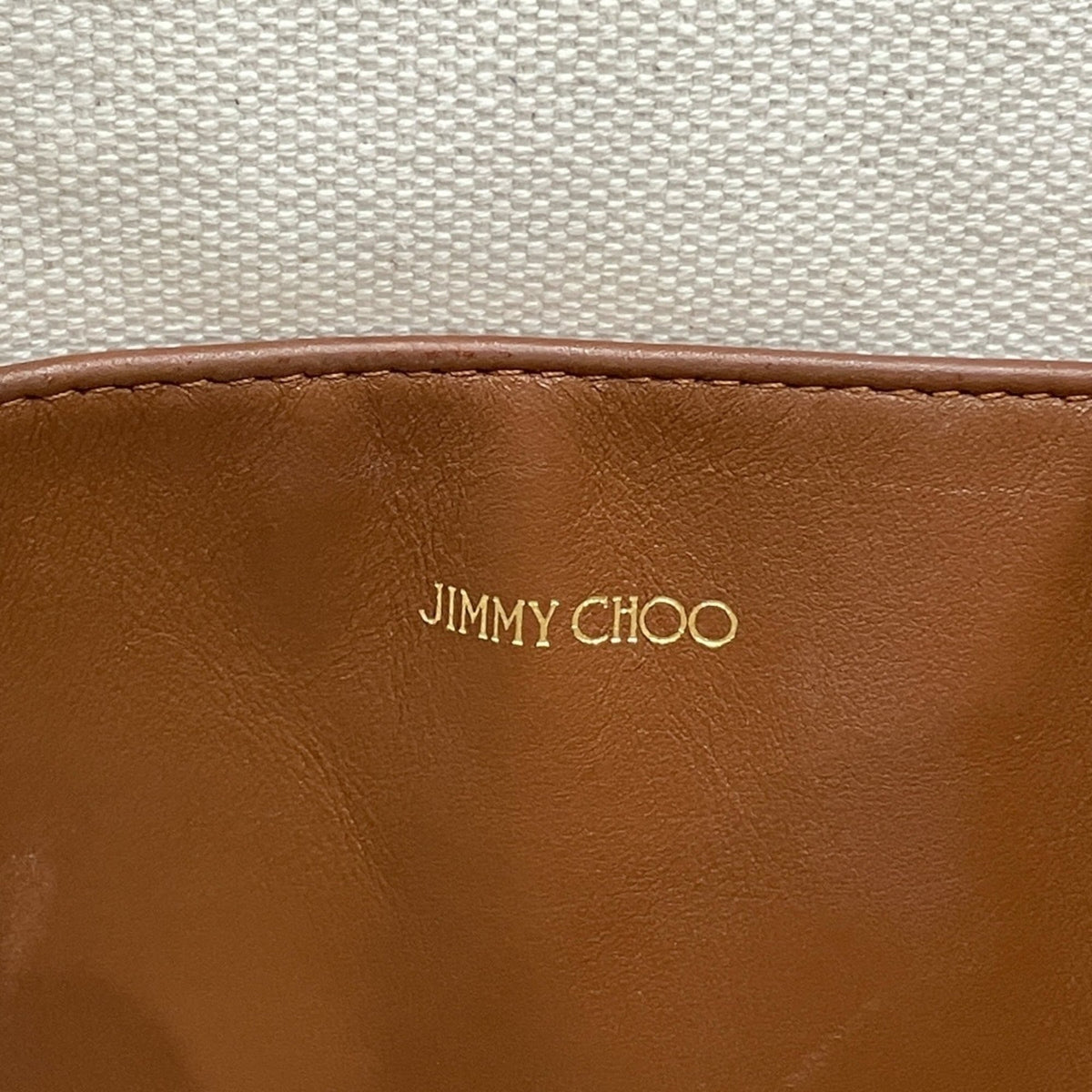 Jimmy Choo Brown Canvas Leather Tote Bag (Pre-Owned)