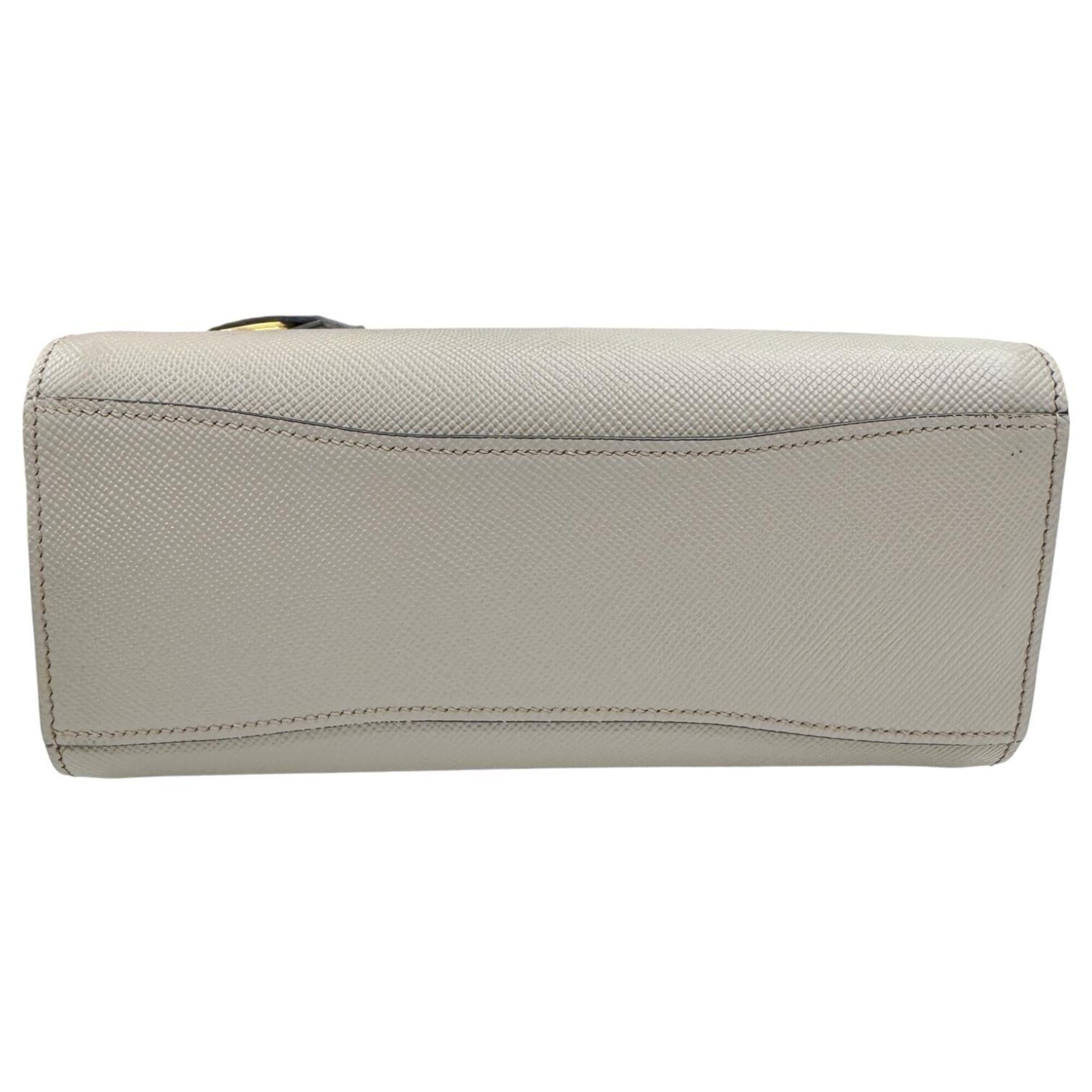 Prada Gray Leather Handbag Shoulder Bag (Pre-Owned)