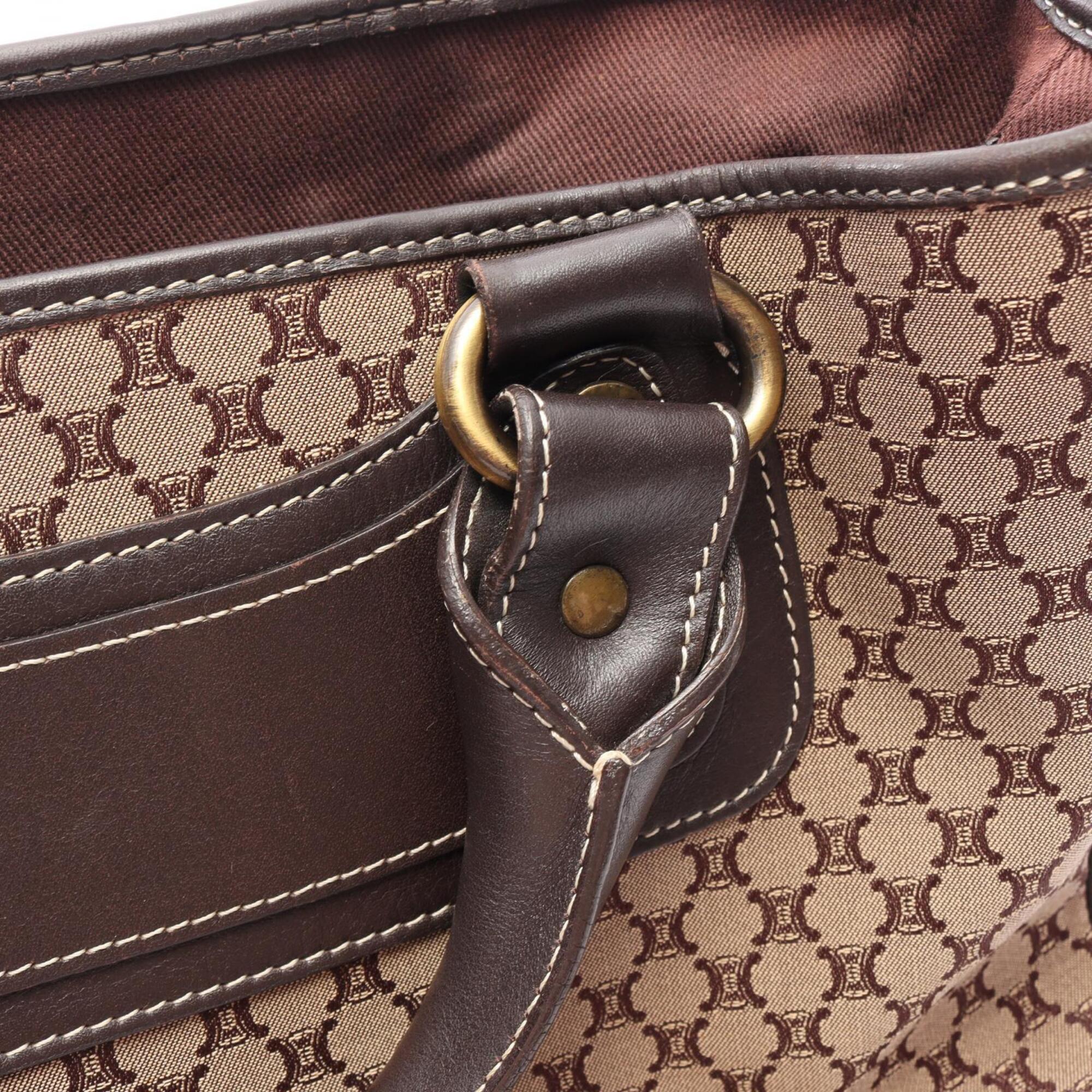 Celine Beige Brown Canvas Leather Handbag (Pre-Owned)
