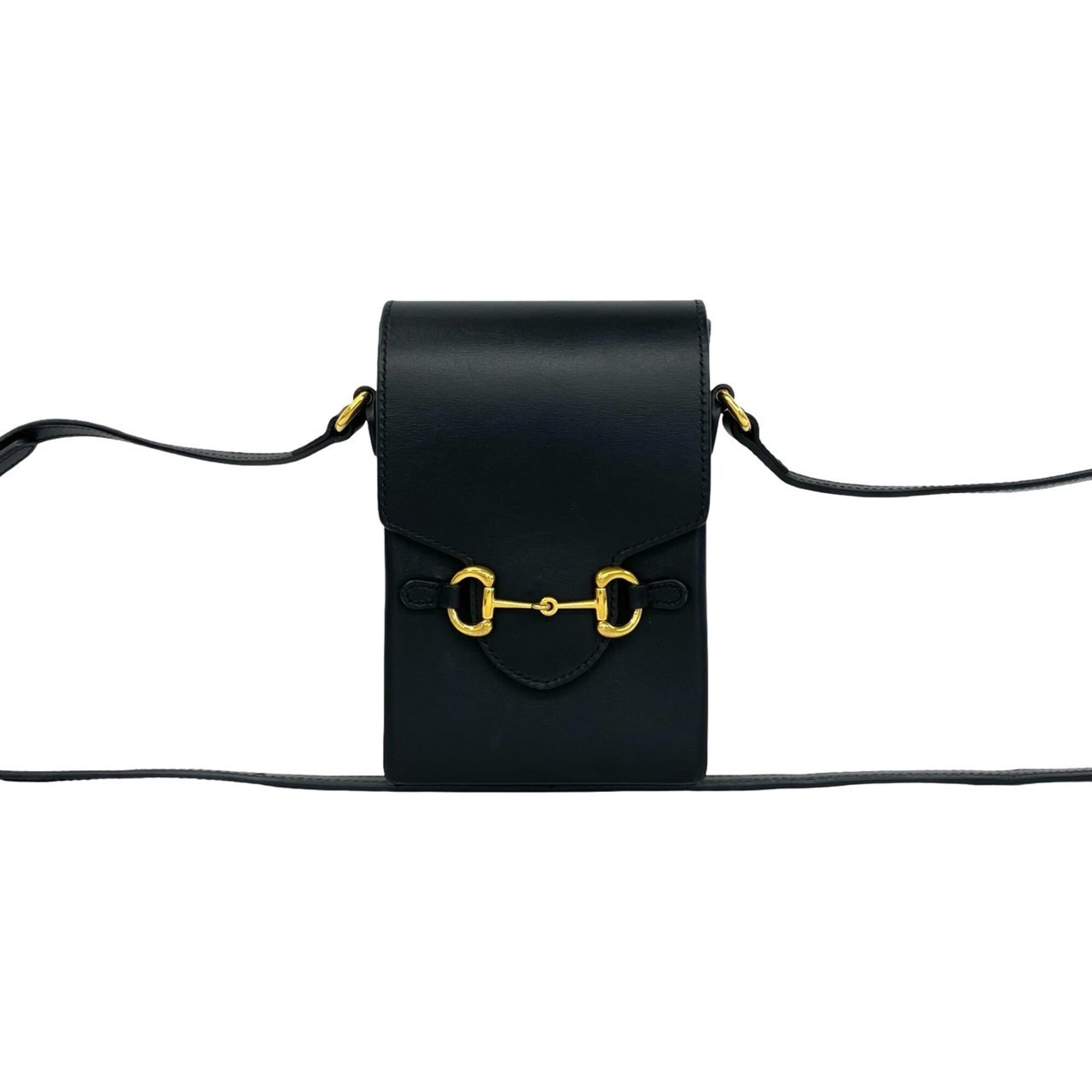 Gucci Black Leather Crossbody Bag Pochette Shoulder Bag (Pre-Owned)