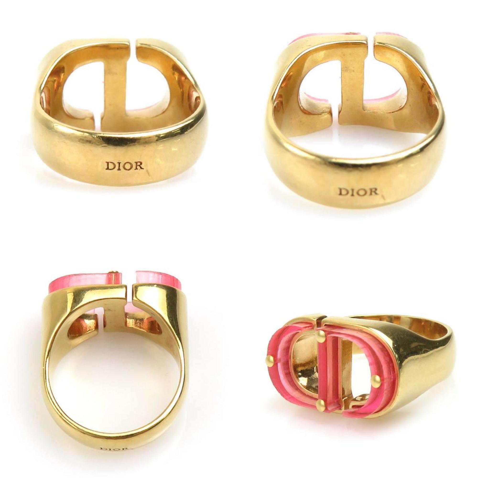 Christian Dior Gold Pink Metal Band Ring (Pre-Owned)