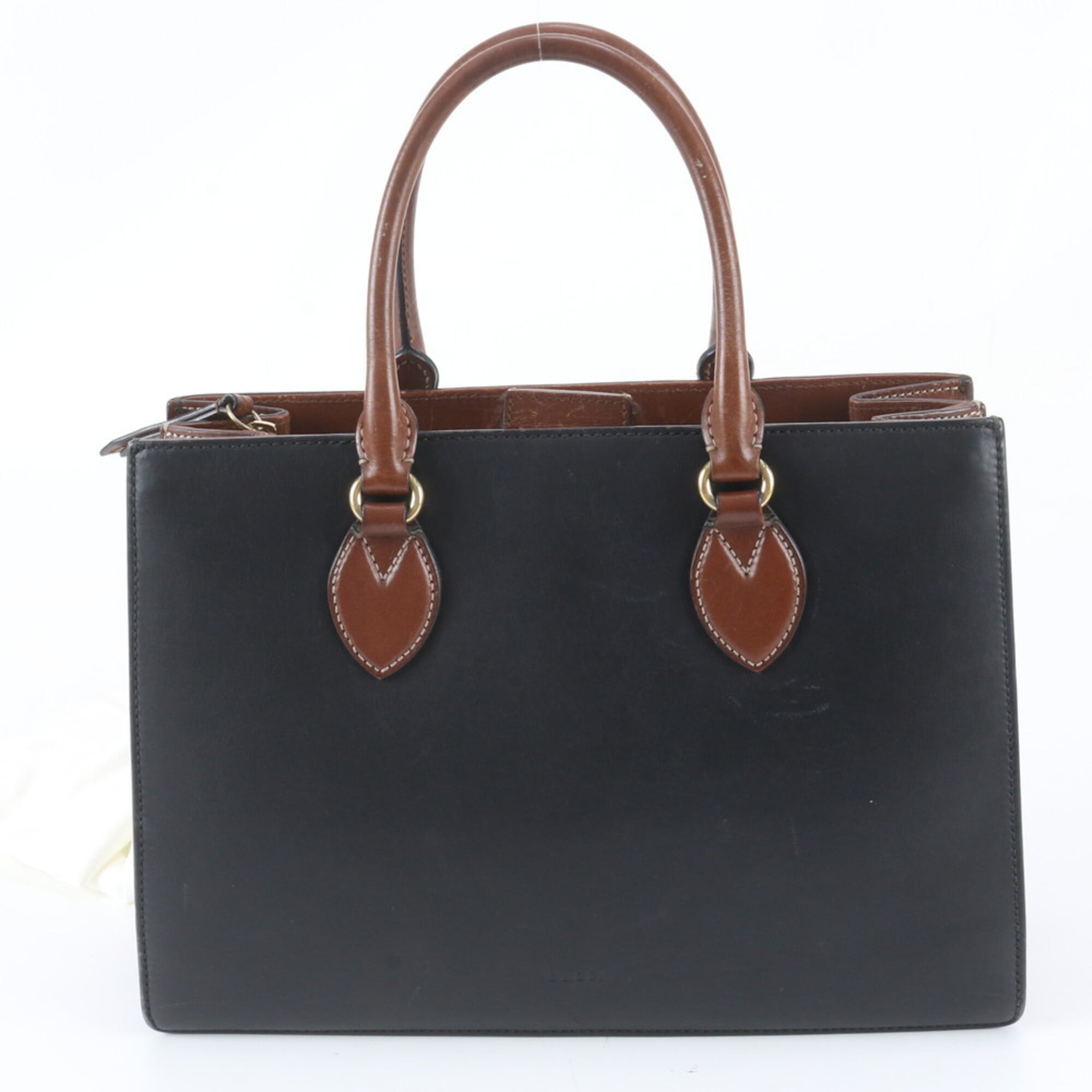 Gucci Black Brown Leather Handbag Shoulder Bag Tote Bag (Pre-Owned)