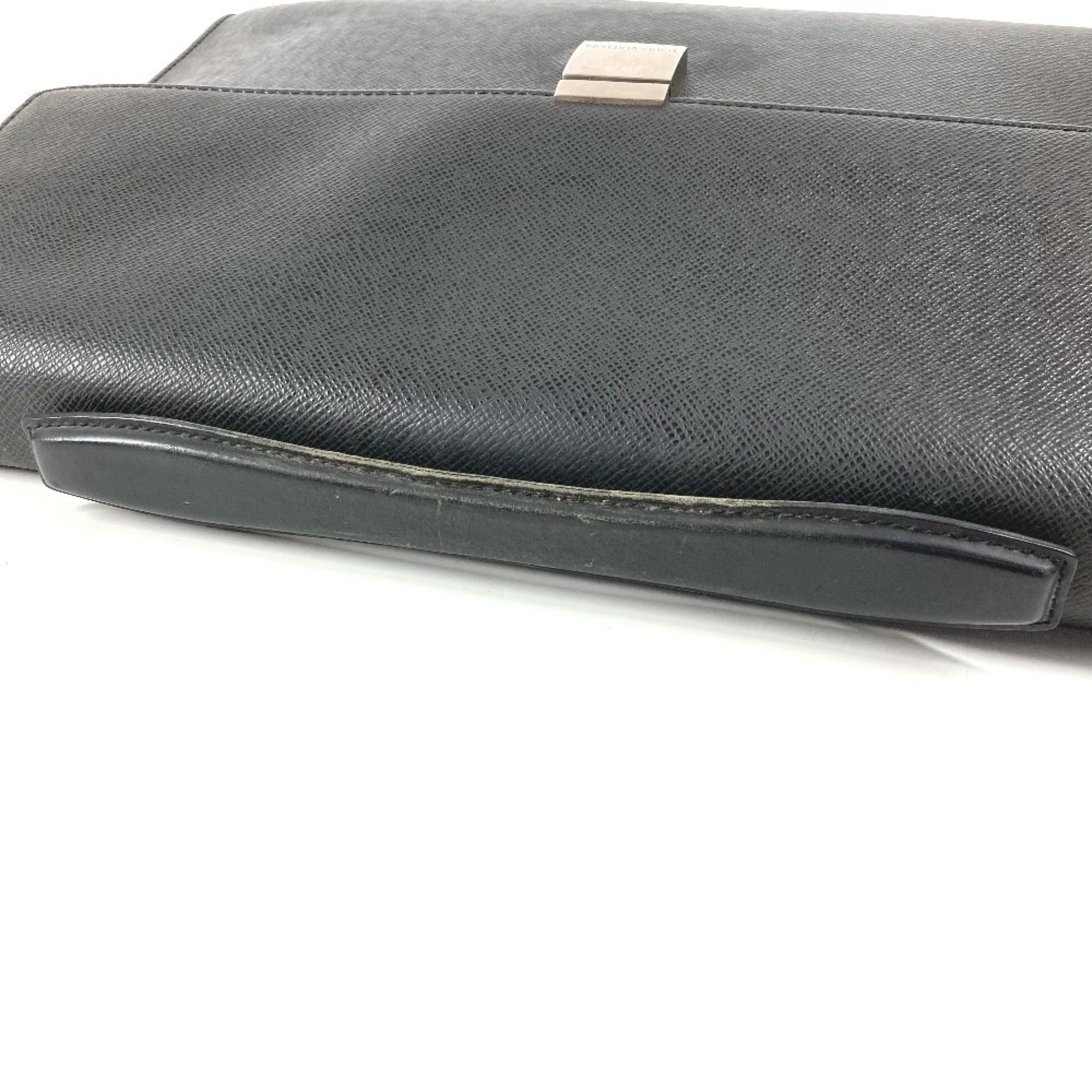 Louis Vuitton Ardoise Black Taiga Leather Briefcase Handbag (Pre-Owned)