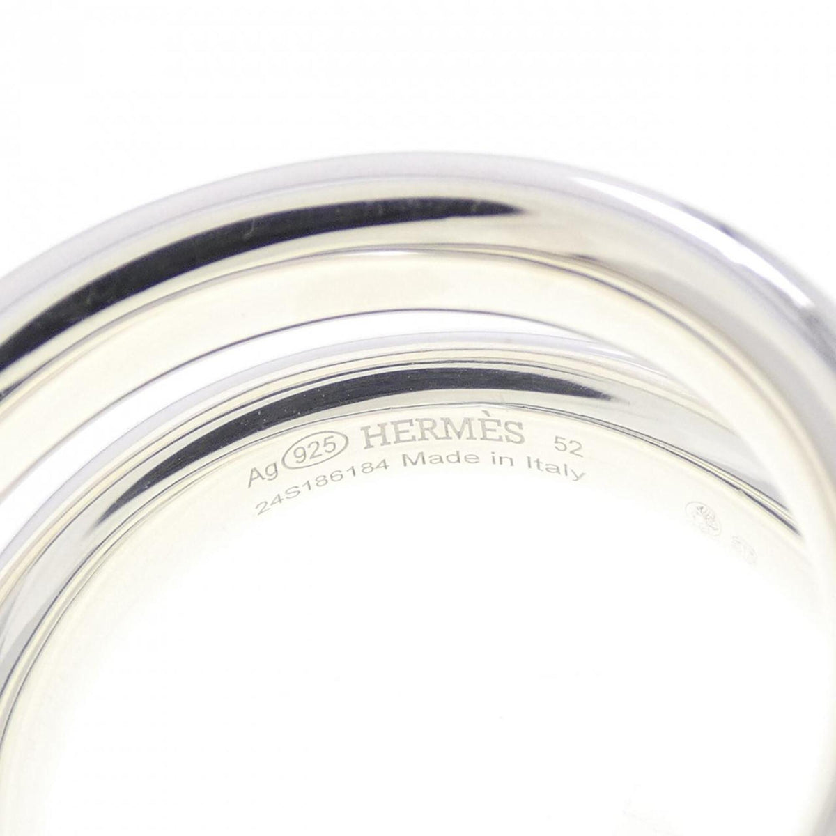 Hermes Silver Silver 925 Band Ring (Pre-Owned)