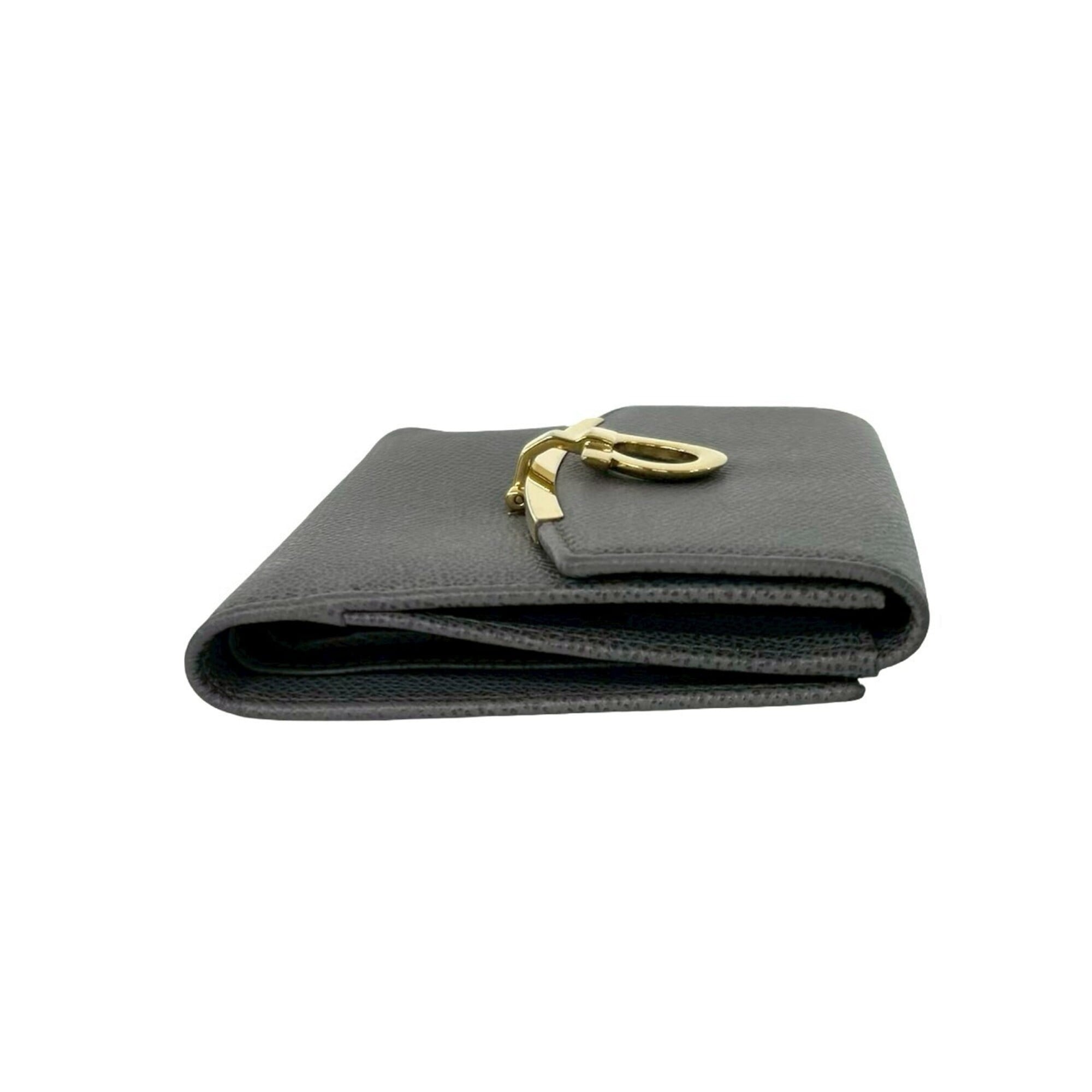 Salvatore Ferragamo Gray Leather Wallet (Bi-Fold) (Pre-Owned)