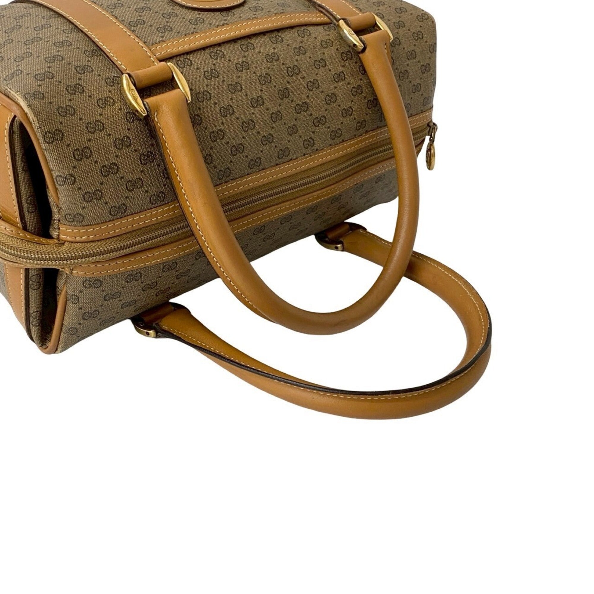 Gucci Brown Leather Pvc Boston Bag Handbag (Pre-Owned)