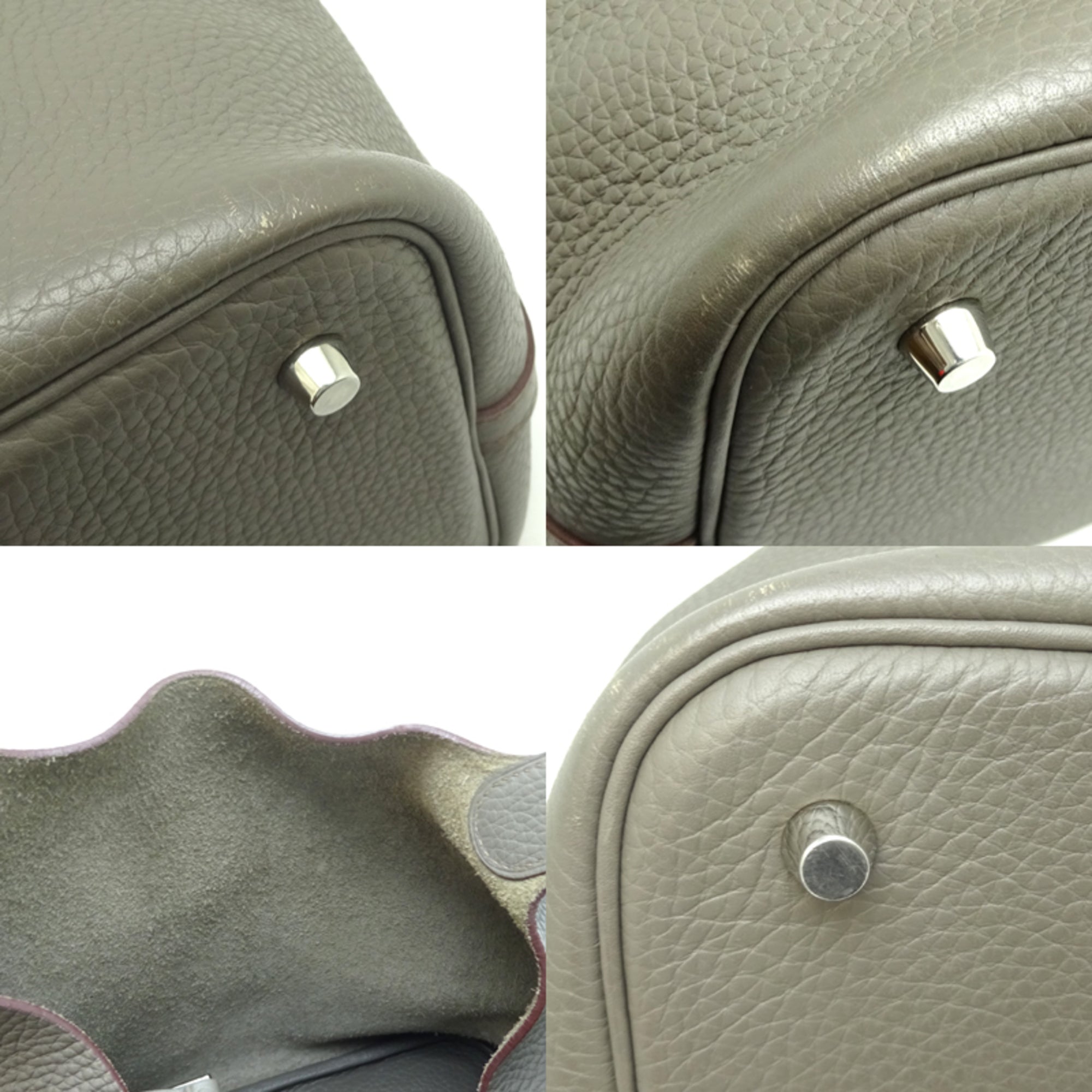 Hermes Etain Taurillon Clemence Leather Handbag (Pre-Owned)