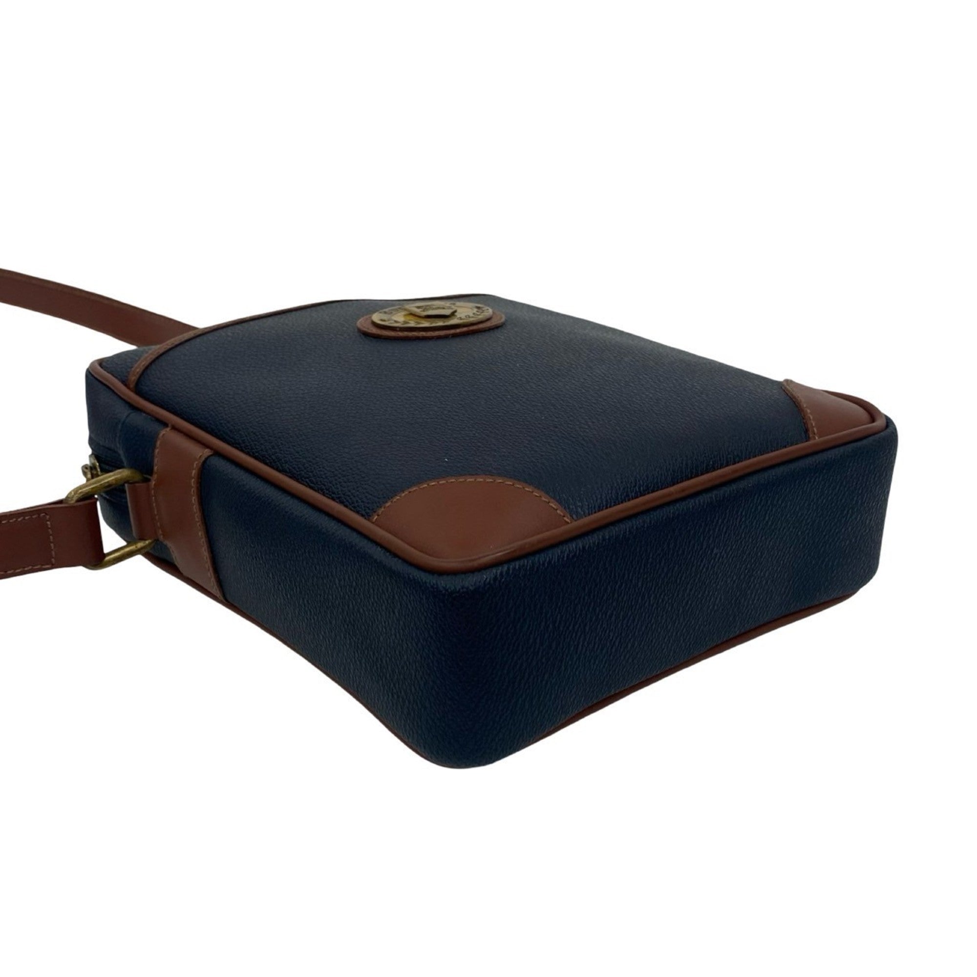 Burberry Brown Navy Leather Pvc Pochette Shoulder Bag (Pre-Owned)