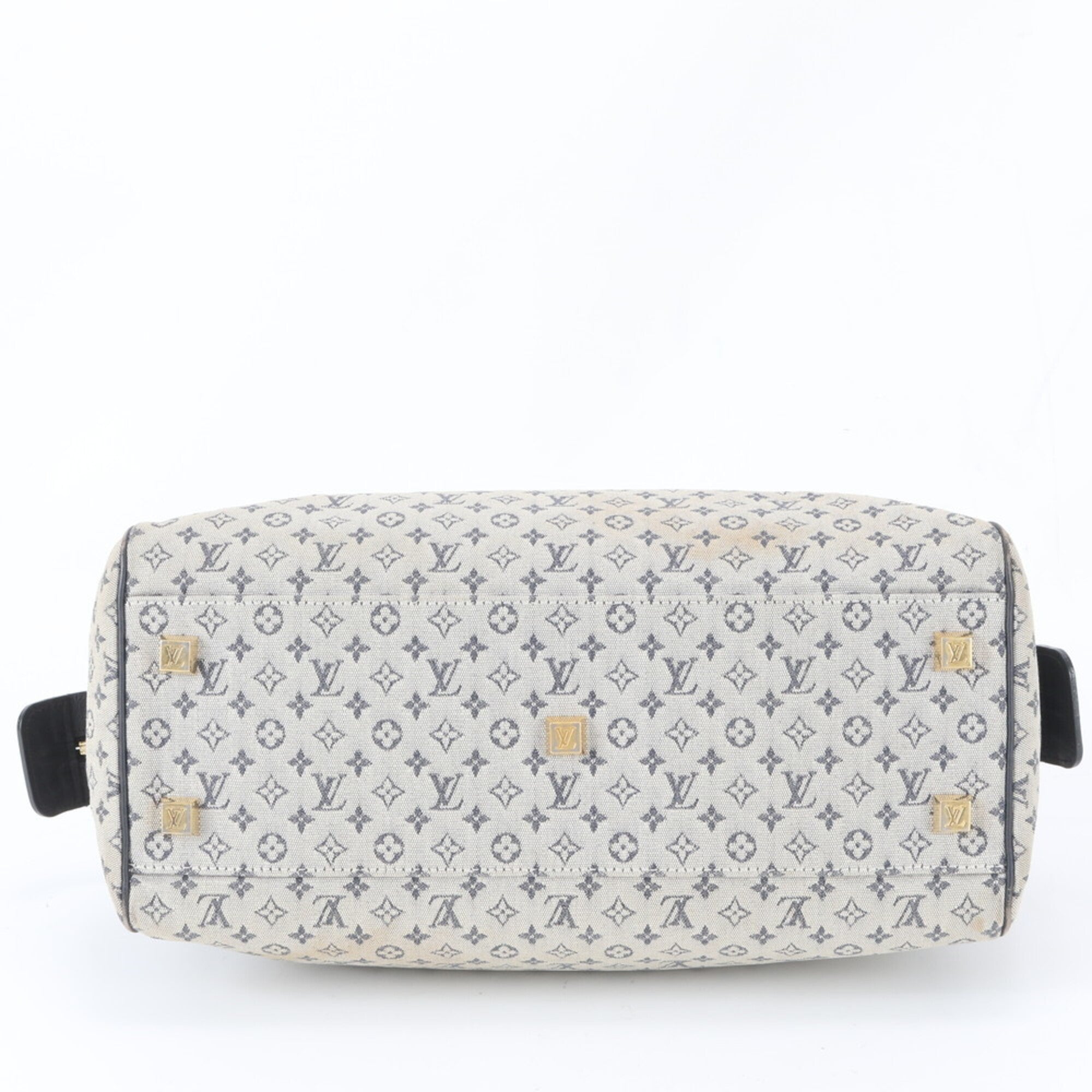 Louis Vuitton Monogram Mini Blue Leather Canvas Handbag Tote Bag (Pre-Owned)