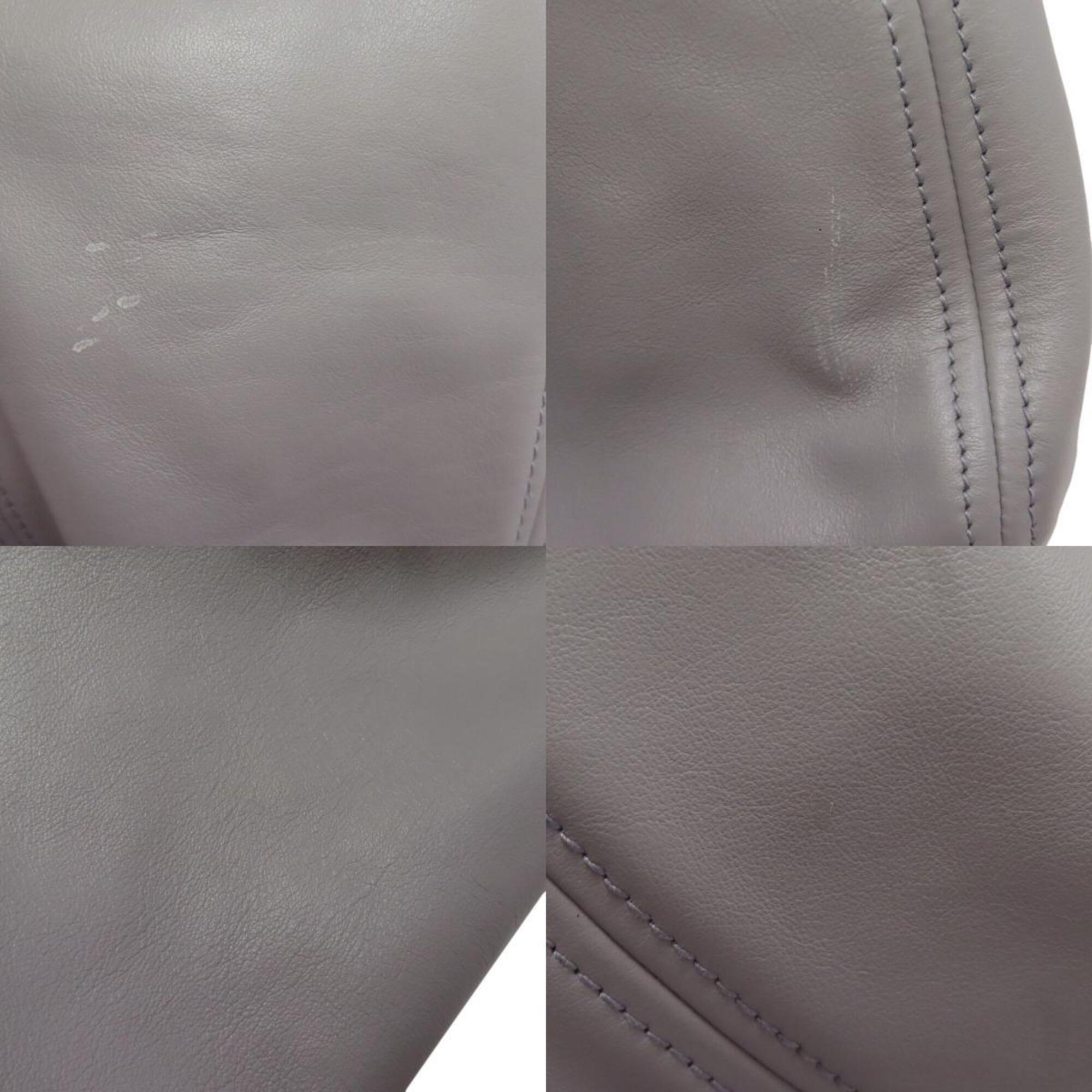 Miu Miu Gray Leather Tote Bag (Pre-Owned)