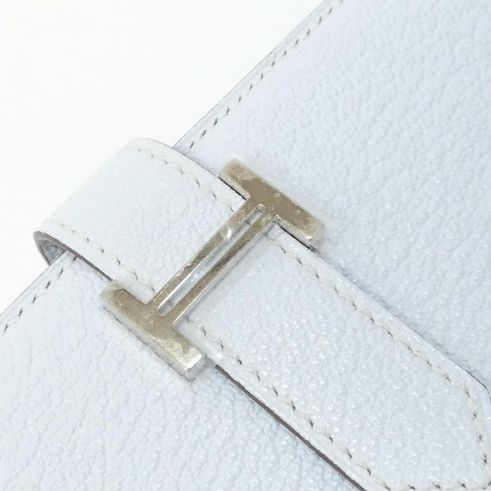 Hermes Blue Light Blue Chevre Leather Long Wallet (Bi-Fold) (Pre-Owned)