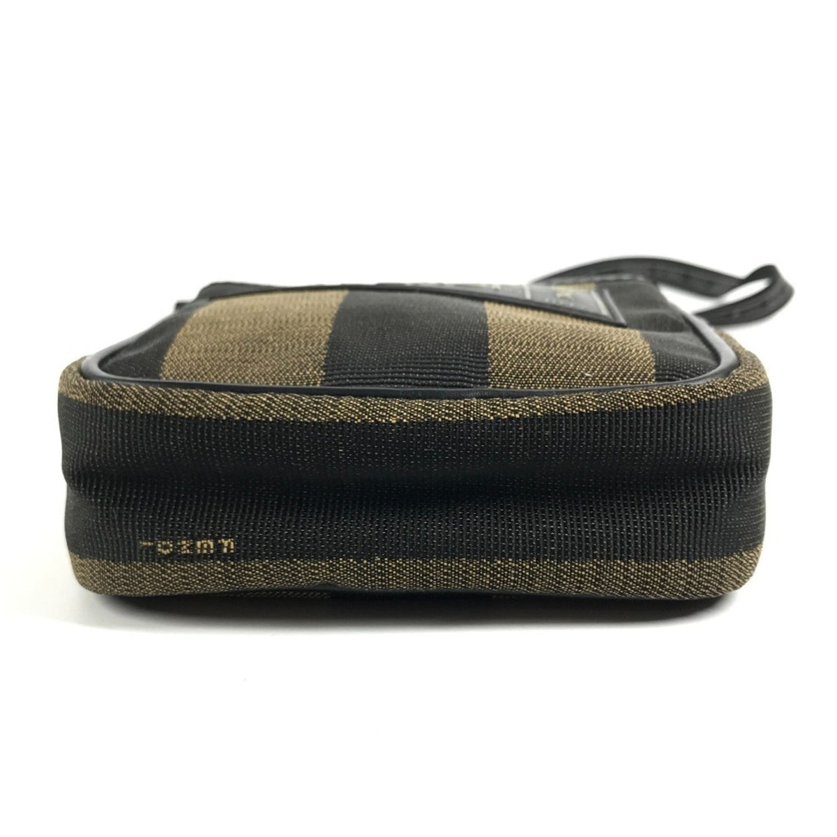 Fendi Black Khaki Leather Canvas Pochette Shoulder Bag (Pre-Owned)