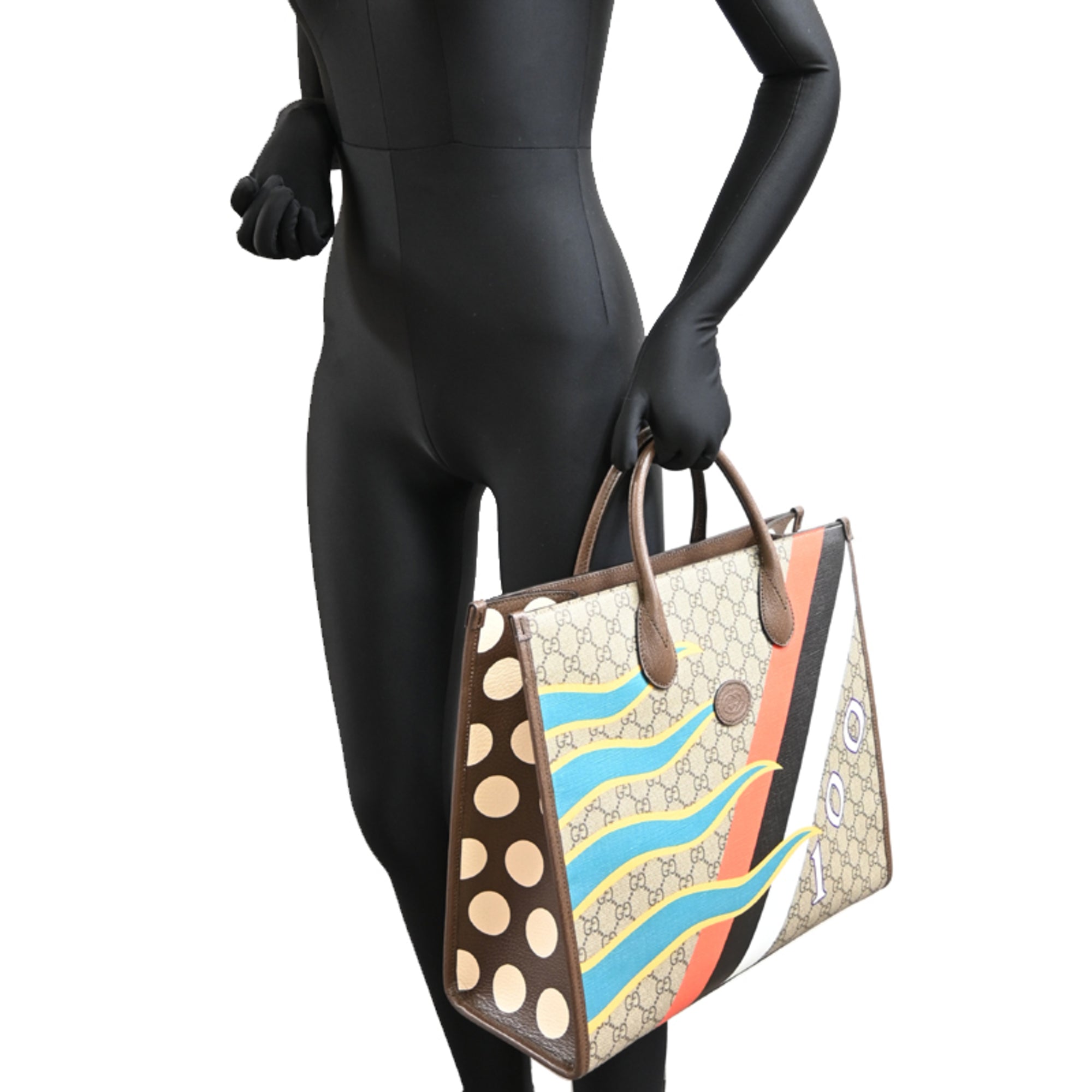 Gucci Brown Multi-Color Gg Supreme Tote Bag (Pre-Owned)
