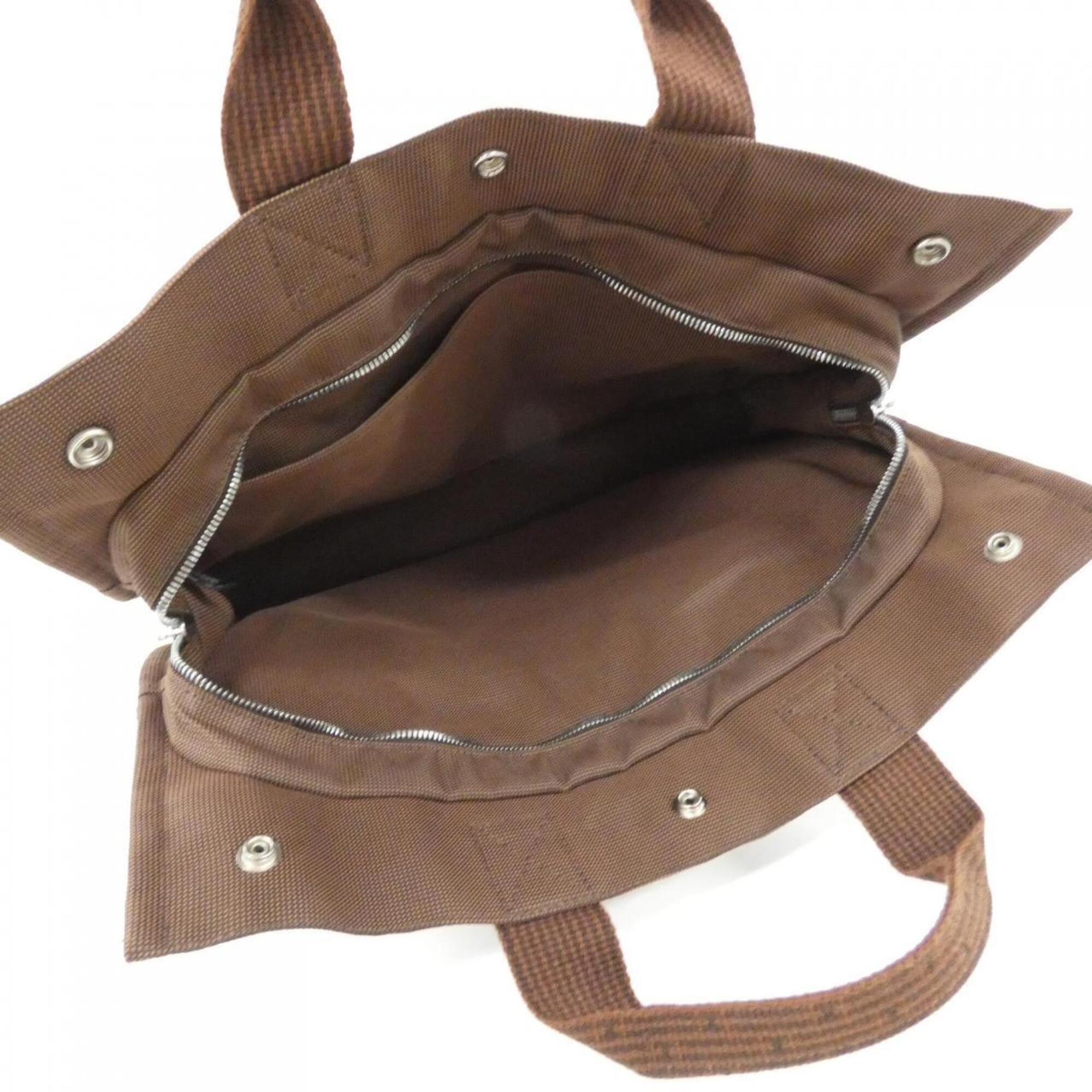 Hermes Brown Canvas Handbag (Pre-Owned)