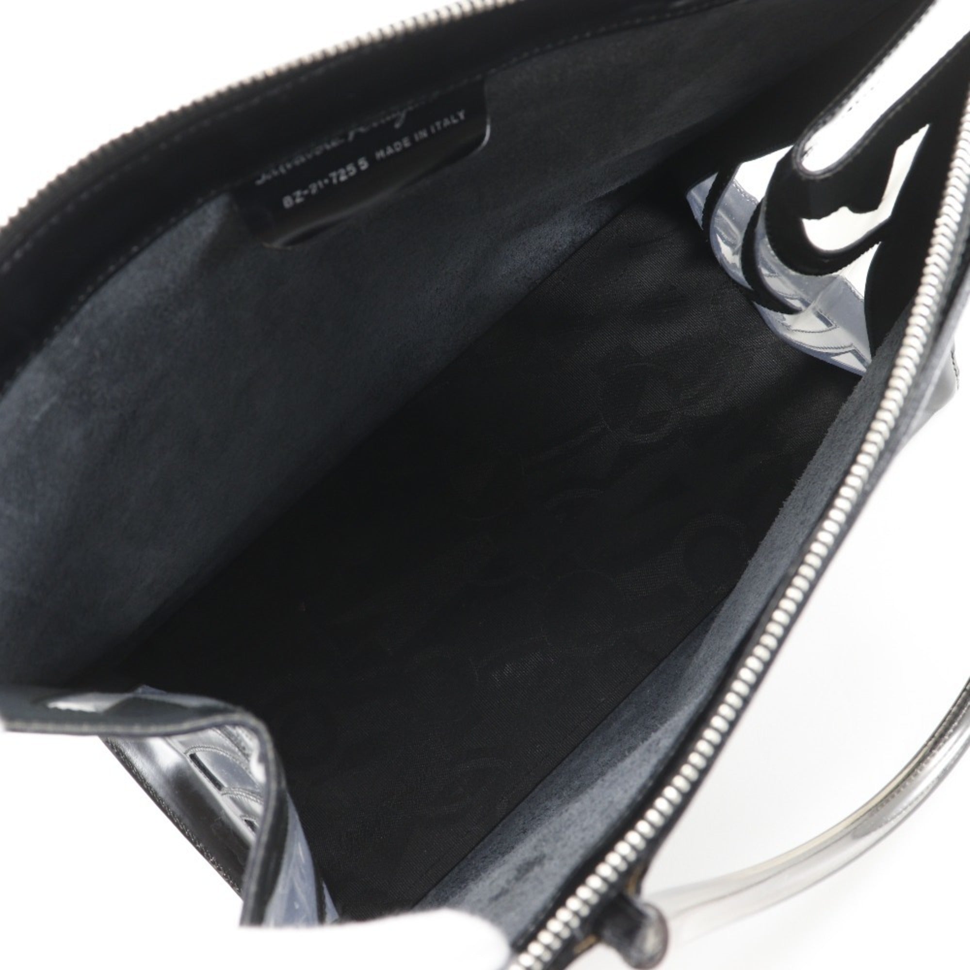Salvatore Ferragamo Black Clear Patent Leather Vinyl Tote Bag (Pre-Owned)