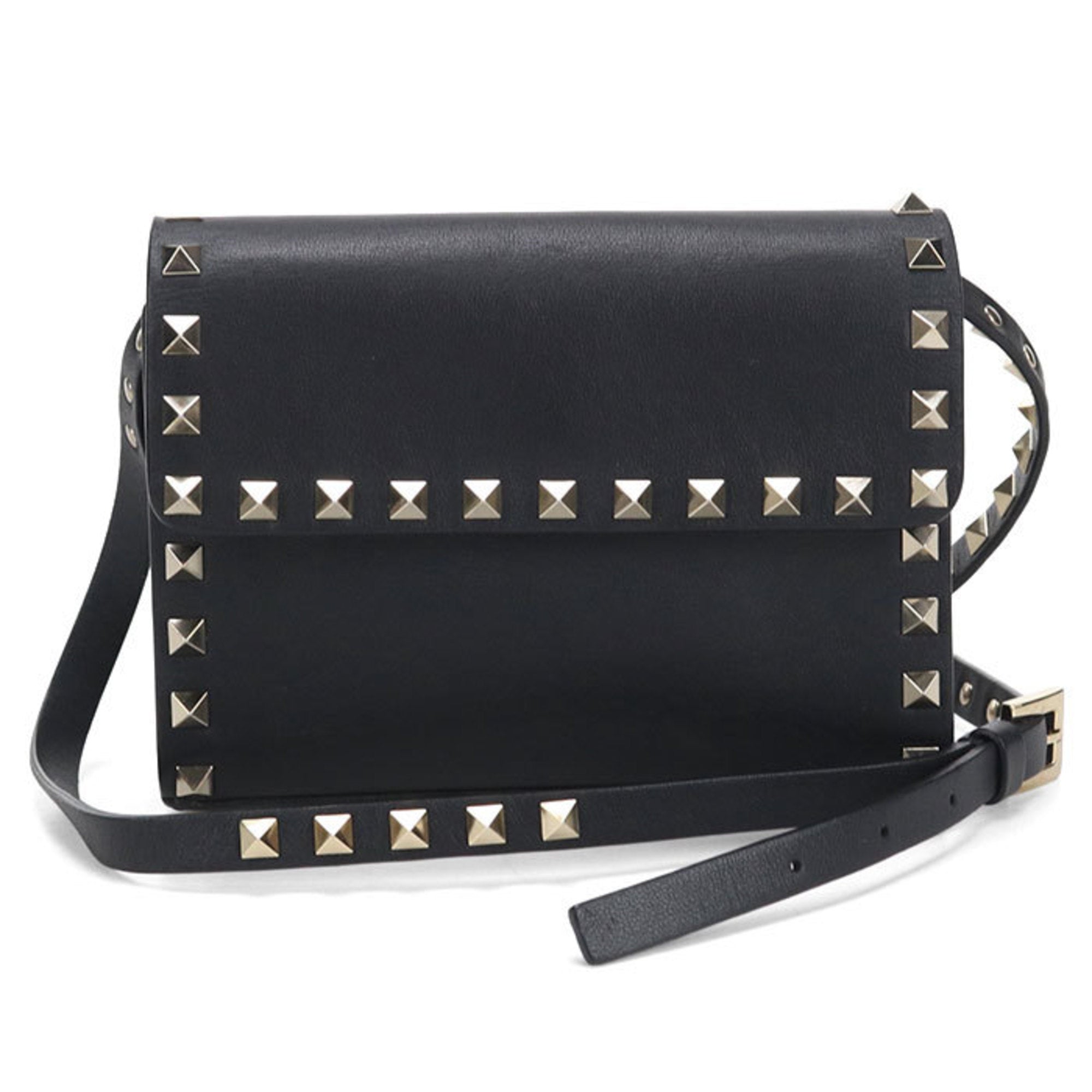 Valentino Garavani Black Leather Shoulder Bag (Pre-Owned)