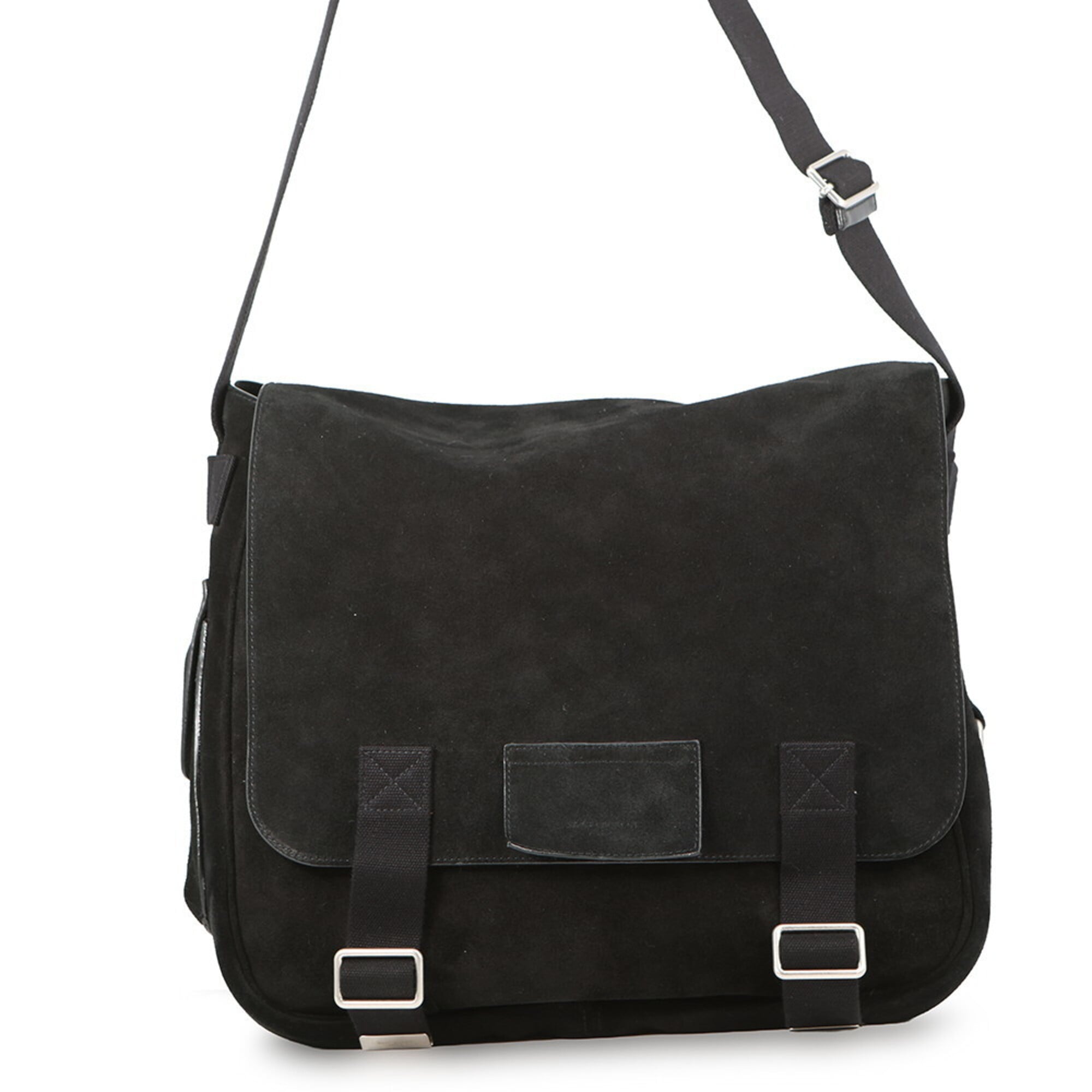 Yves Saint Laurent Black Suede Messenger Bag Shoulder Bag (Pre-Owned)