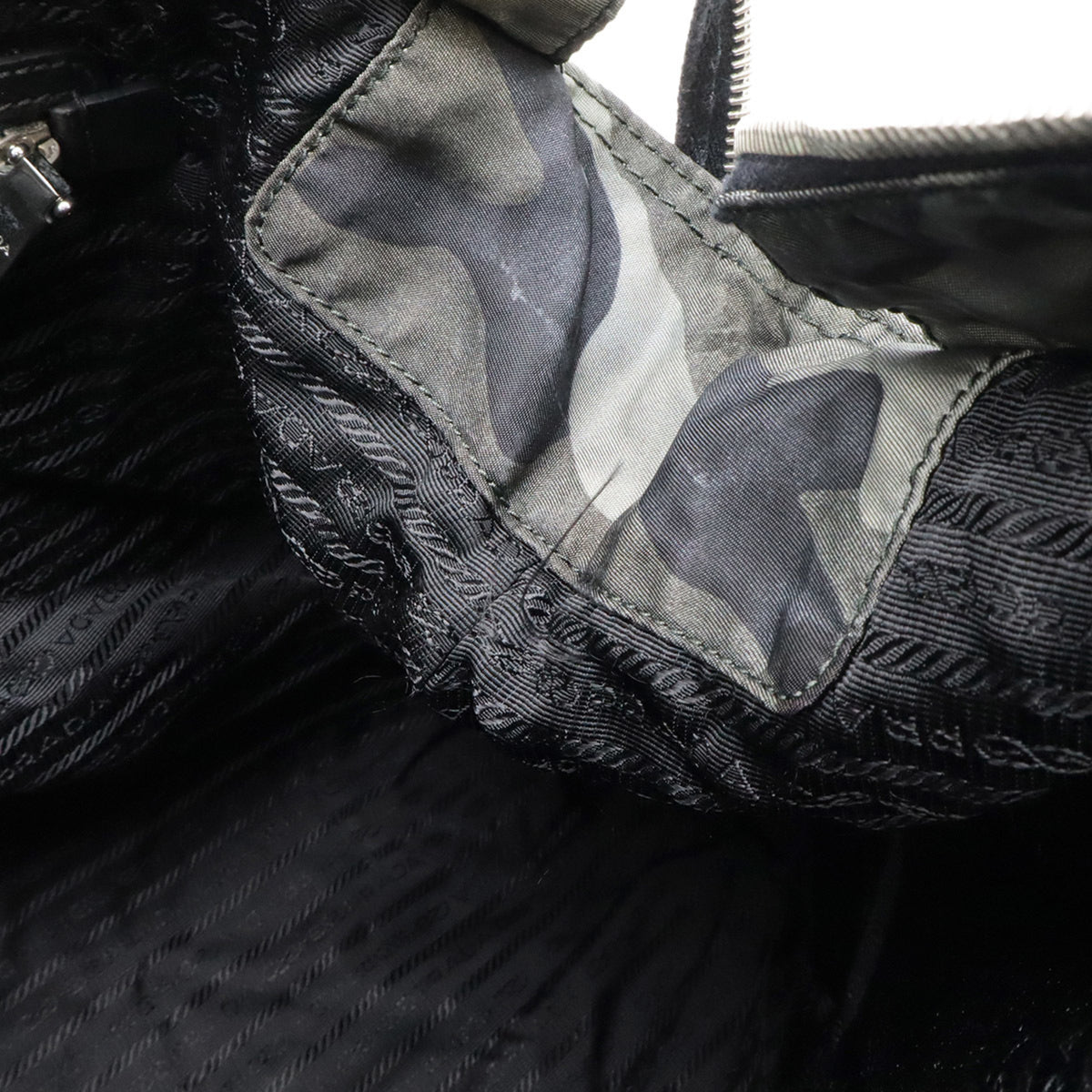 Prada Black Camouflage Green Multi-Color Nylon Shoulder Bag Tote Bag (Pre-Owned)