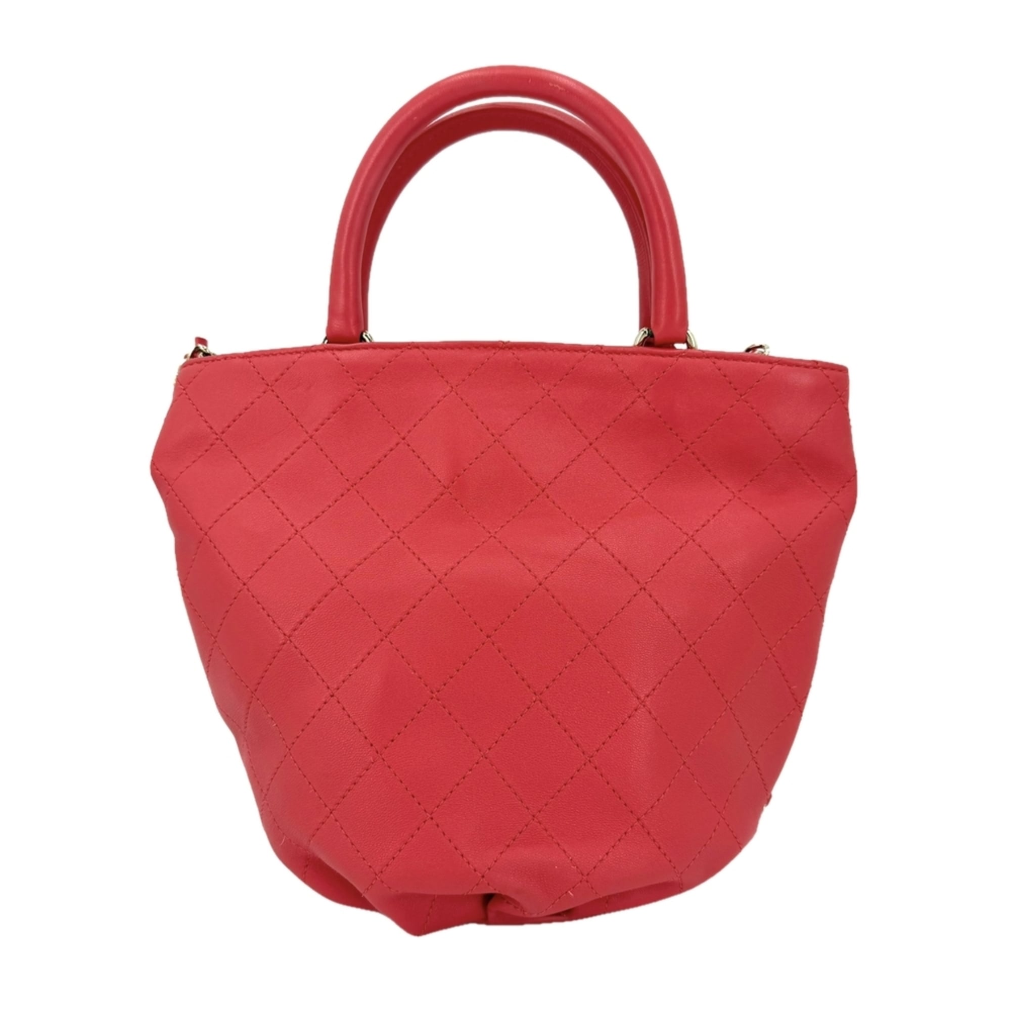 Chanel Matelasse Red Color Leather Handbag Shoulder Bag (Pre-Owned)