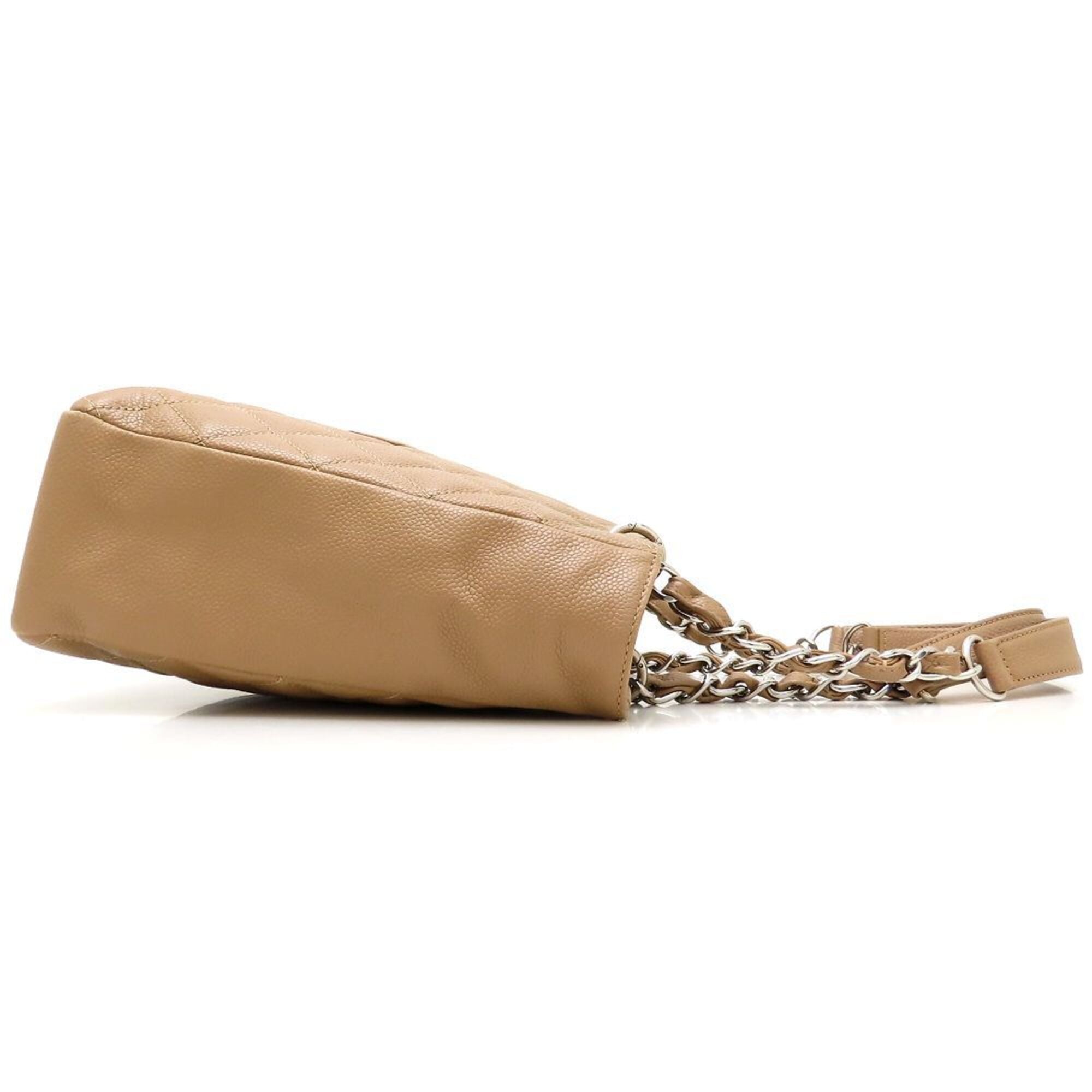 Chanel Beige Grained Calfskin Shoulder Bag Tote Bag (Pre-Owned)