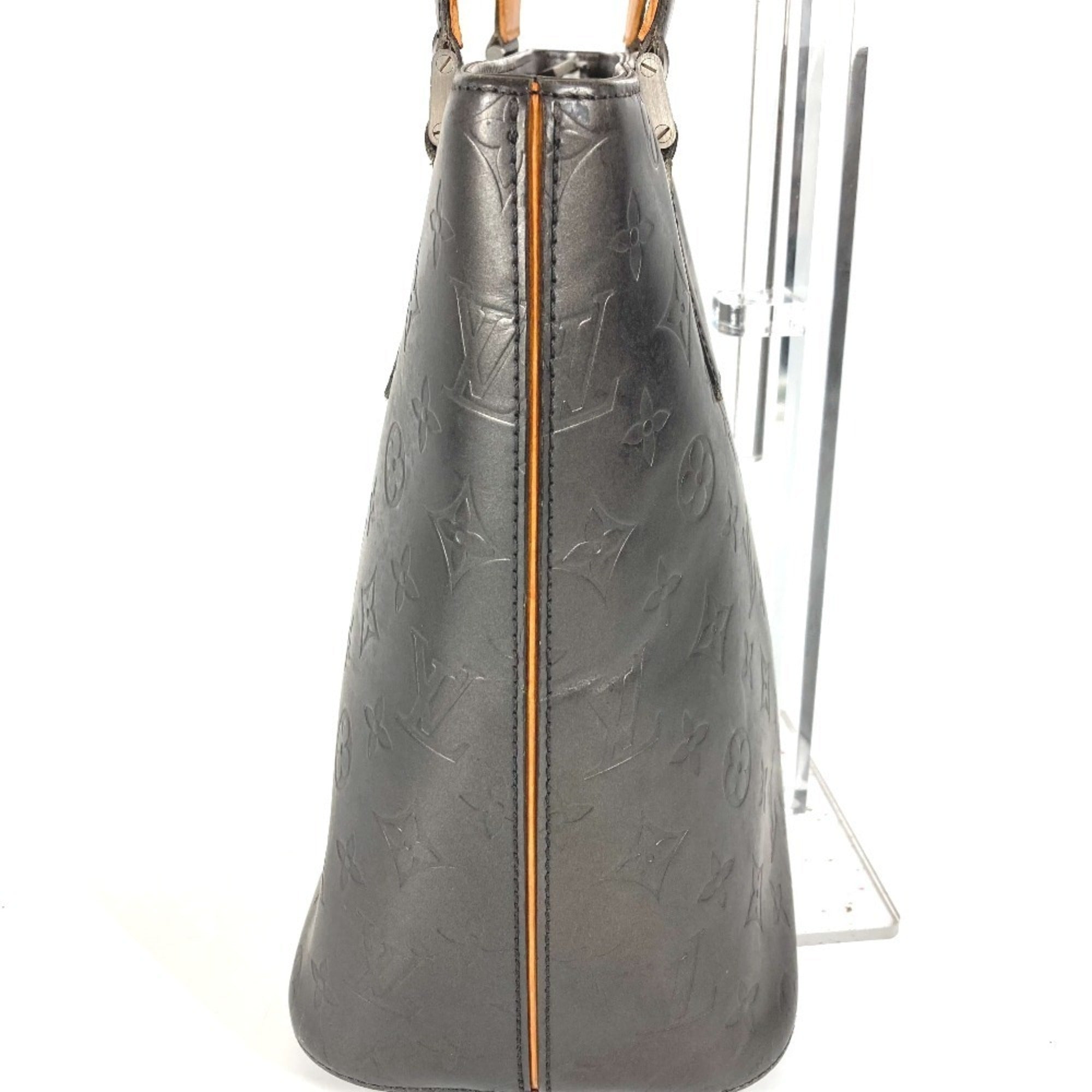 Louis Vuitton Black Dark Gray Monogram Mat Leather Shoulder Bag Tote Bag (Pre-Owned)