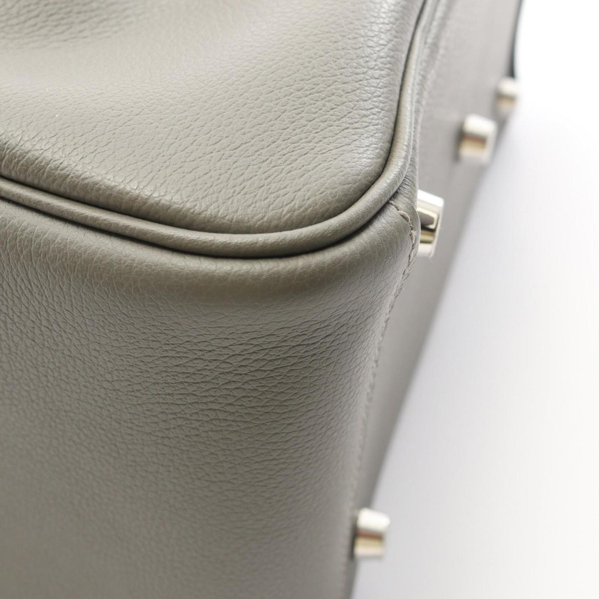 Hermes Gray Leather Handbag Shoulder Bag (Pre-Owned)