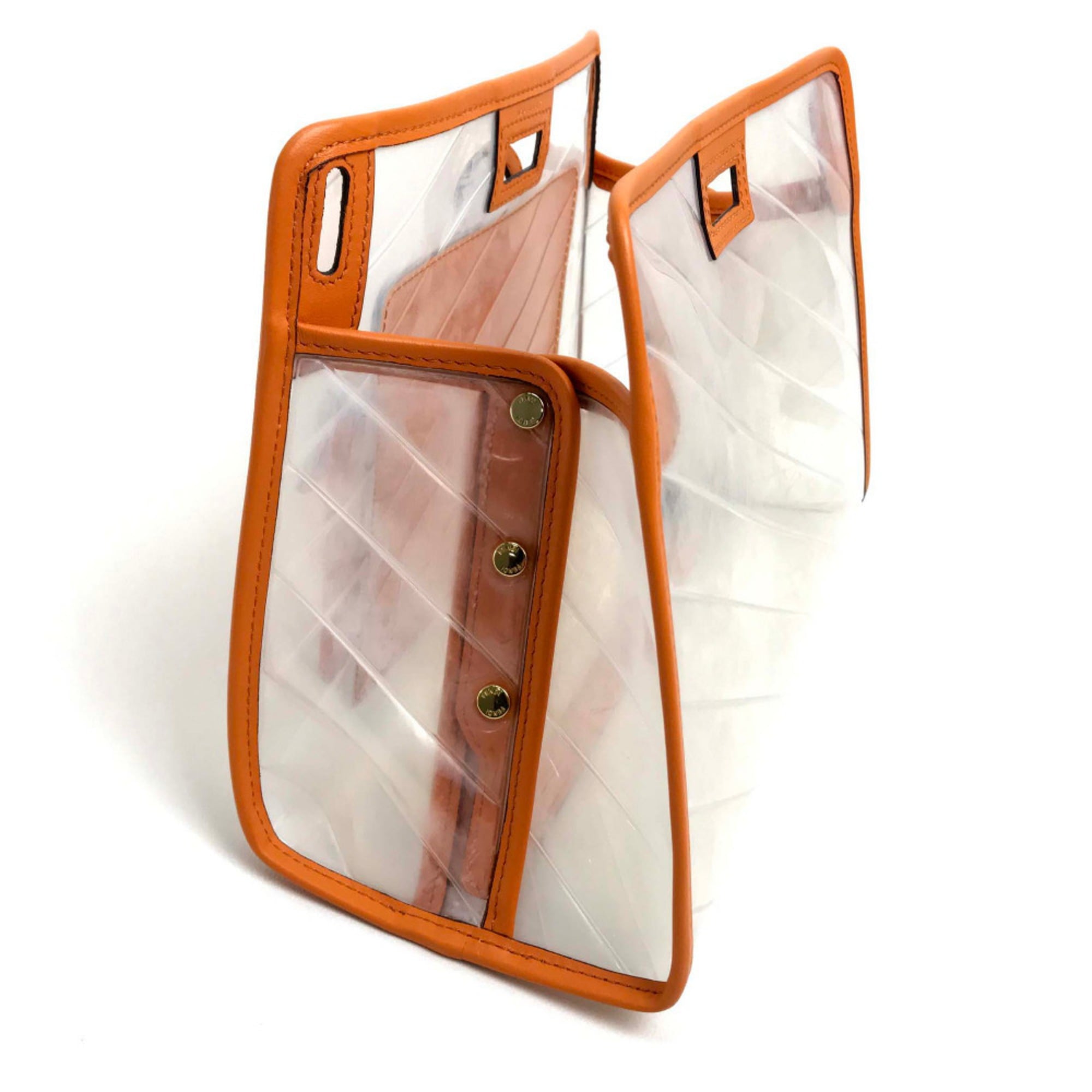 Fendi Peekaboo Clear Orange Vinyl Leather Handbag (Pre-Owned)