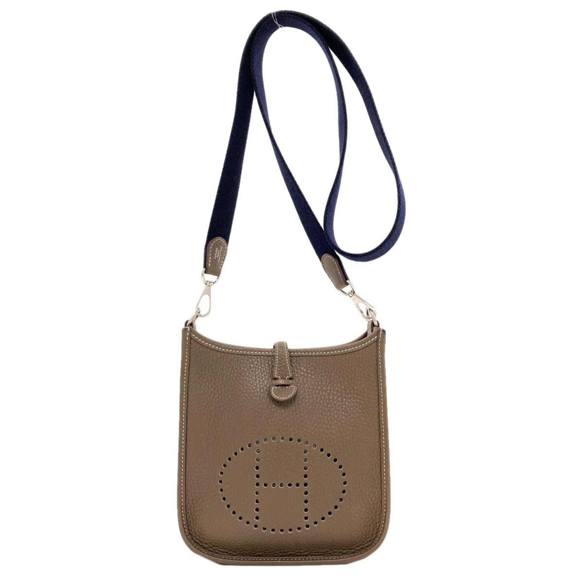 Hermes Etoupe Gray Taurillon Clemence Leather Shoulder Bag (Pre-Owned)