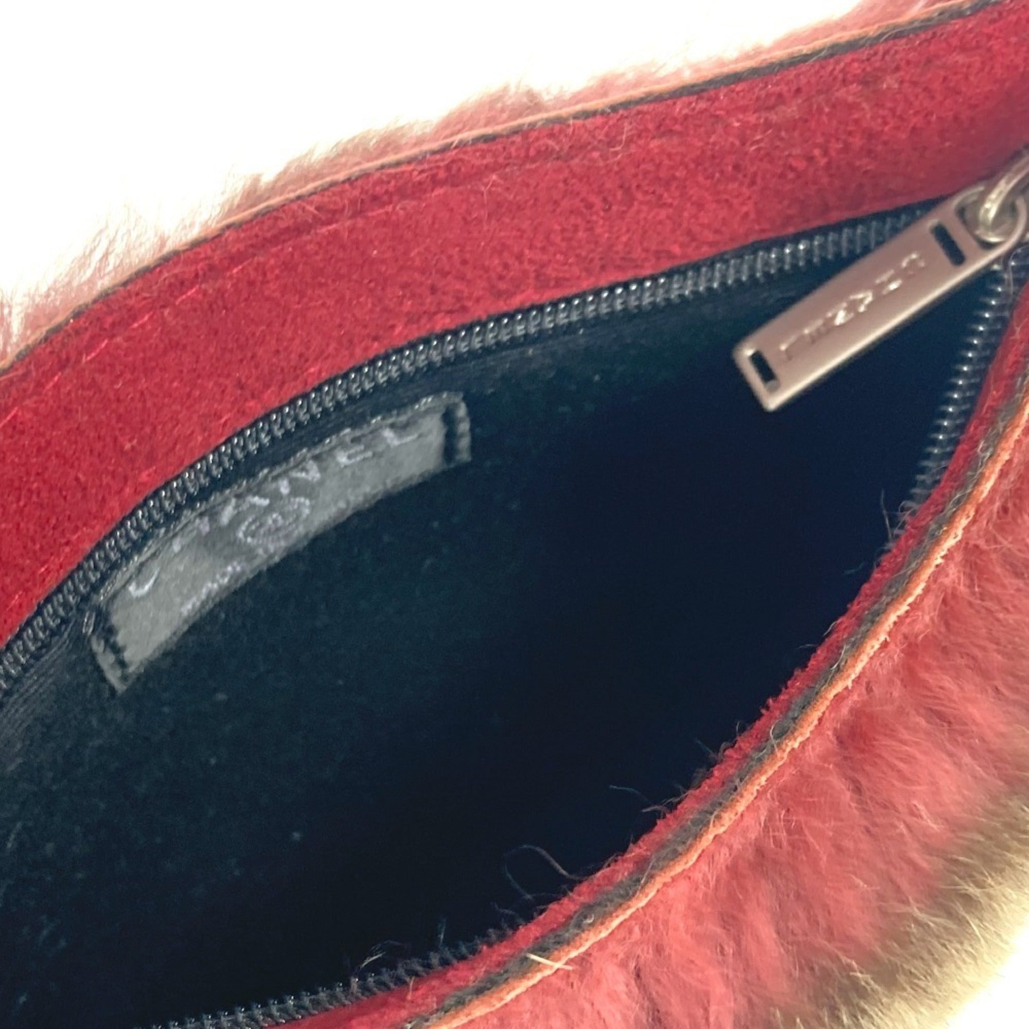 Chanel Brown Red Color Fur Shoulder Bag Tote Bag (Pre-Owned)