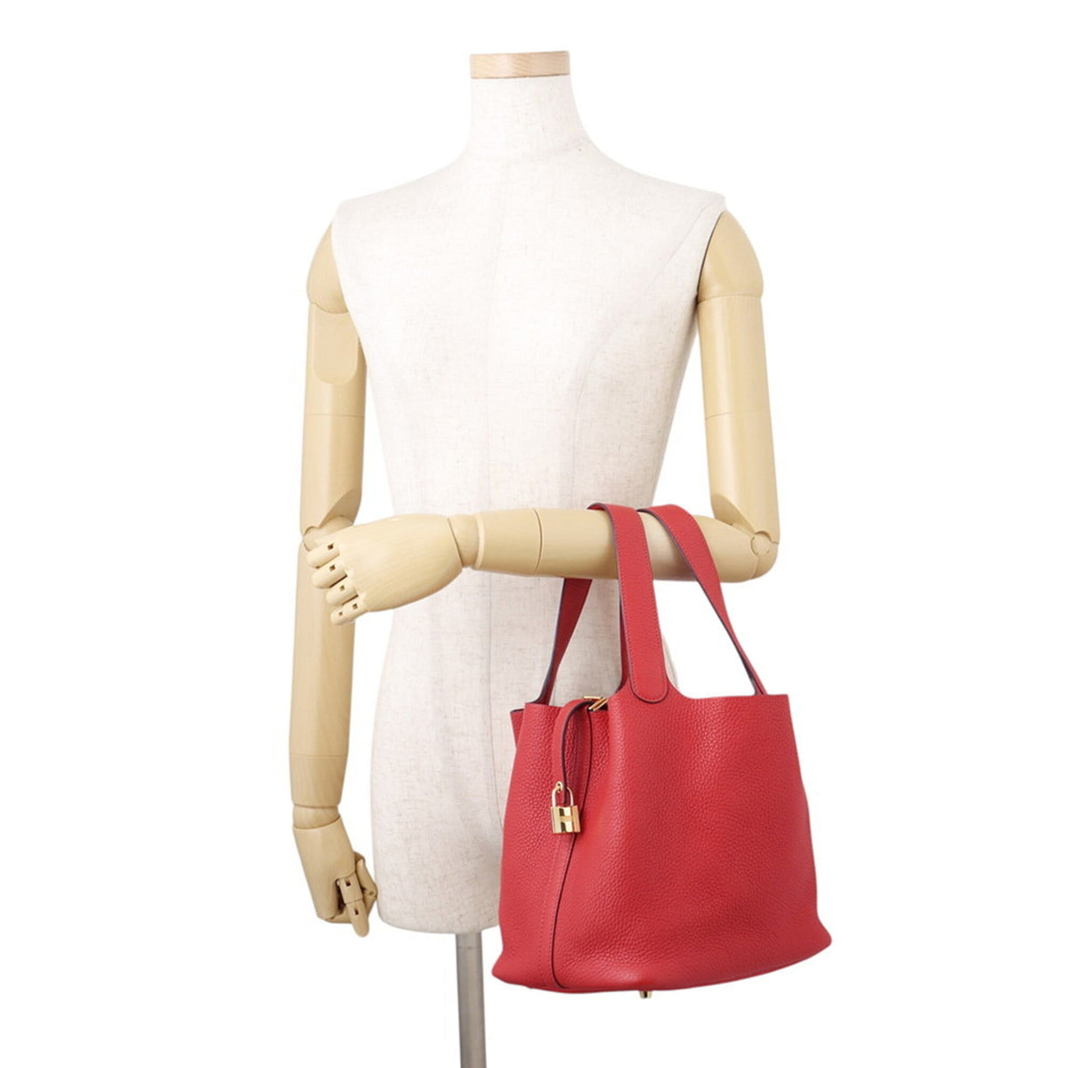 Hermes Picotin Rouge Casaque Taurillon Clemence Leather Handbag Tote Bag (Pre-Owned)