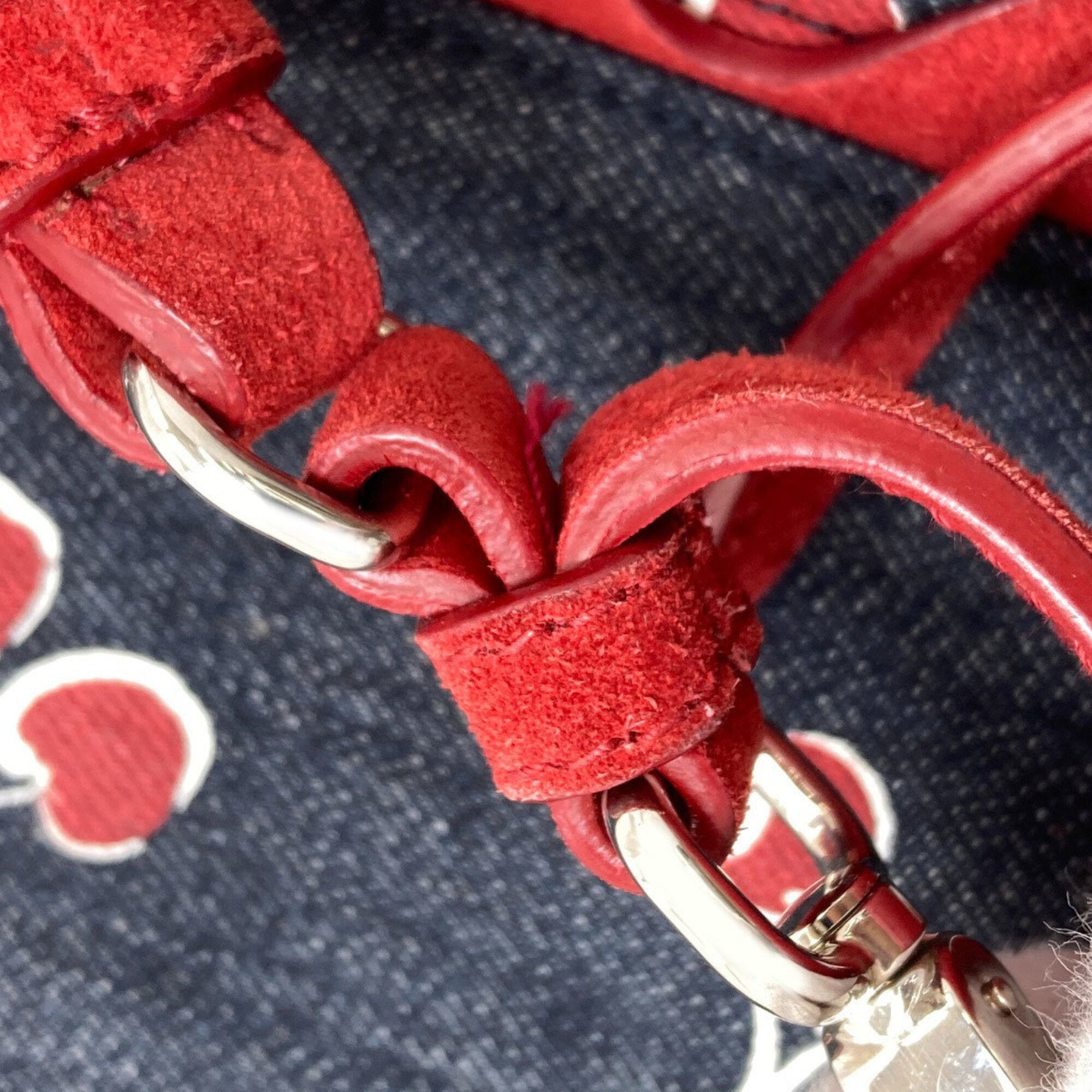 Miu Miu Blue Red Color Denim Pouch Shoulder Bag (Pre-Owned)