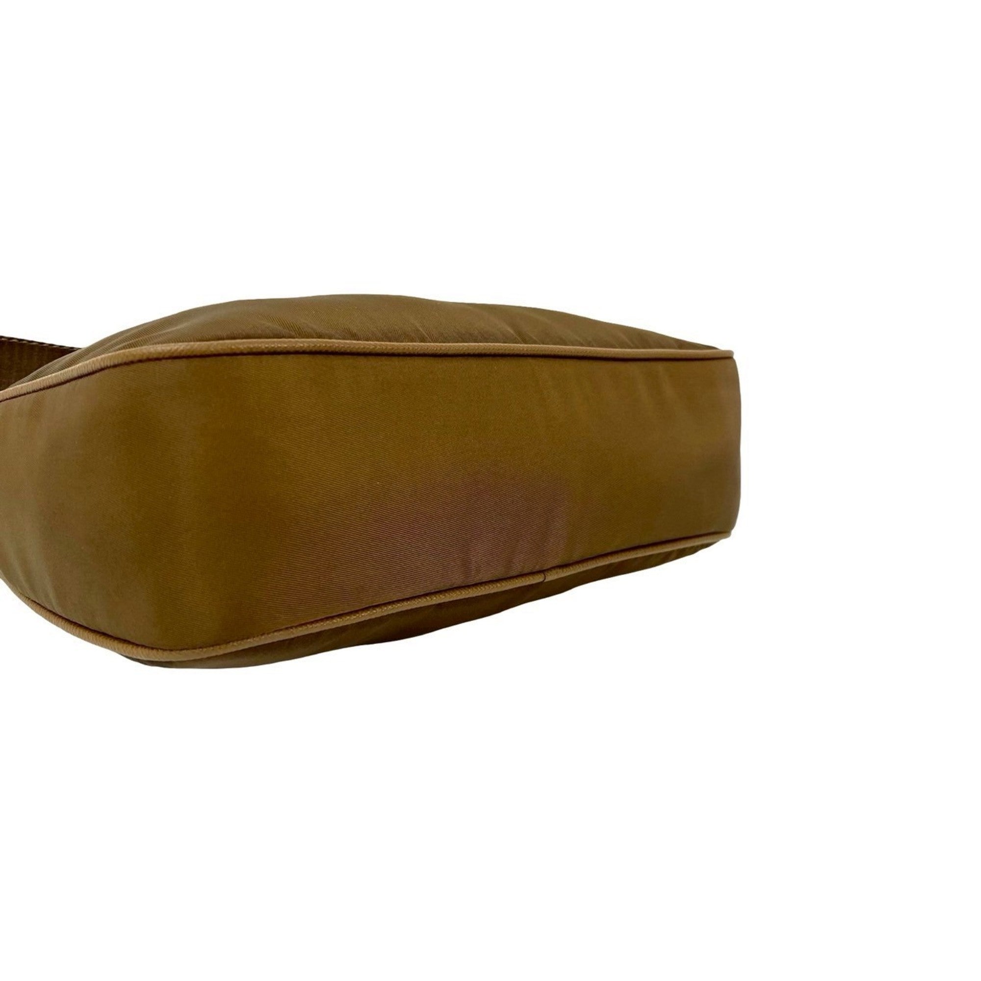 Prada Brown Nylon Leather Pochette Pouch Shoulder Bag (Pre-Owned)