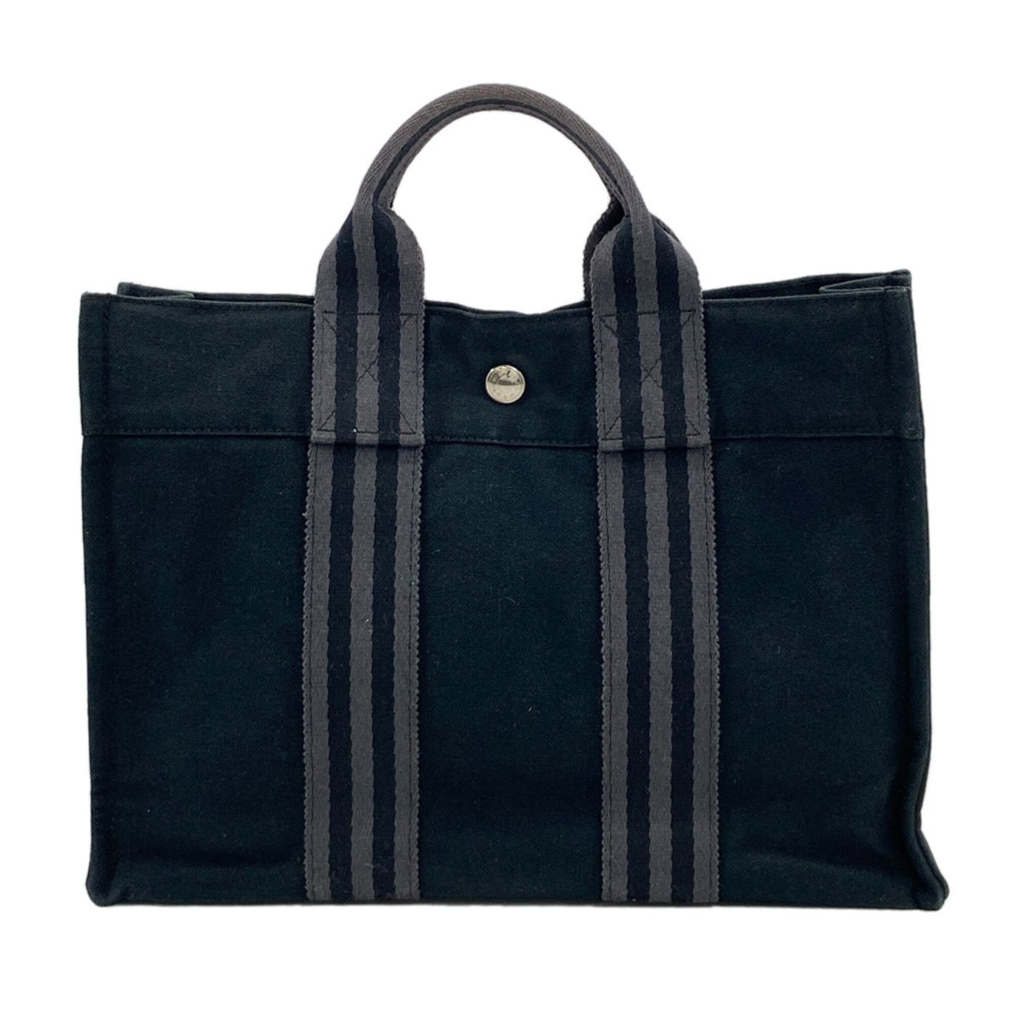 Hermes Black Canvas Tote Bag (Pre-Owned)