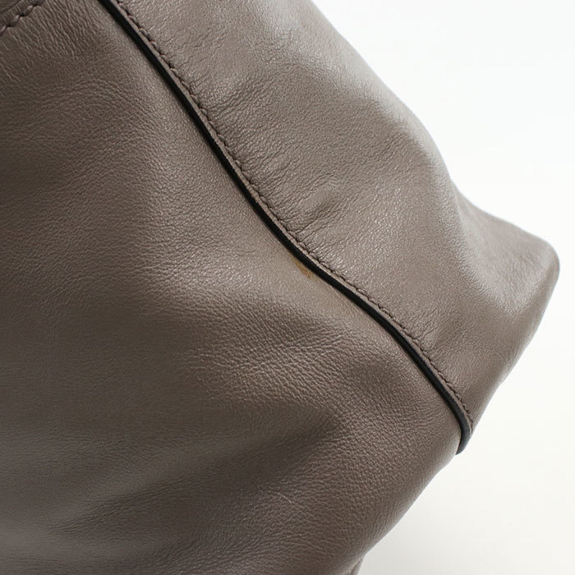 Miu Miu Gray Leather Tote Bag (Pre-Owned)