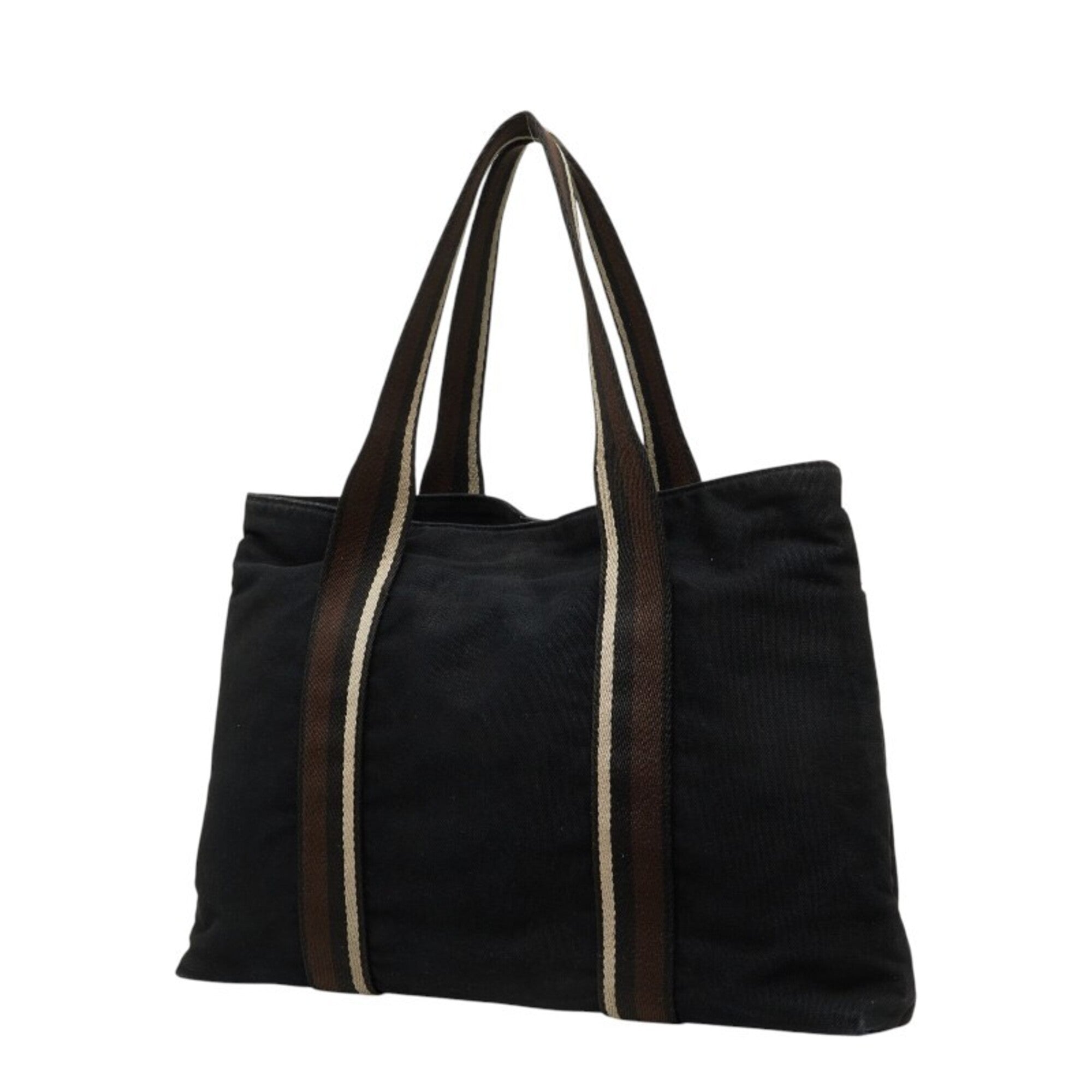Hermes Black Canvas Leather Tote Bag (Pre-Owned)