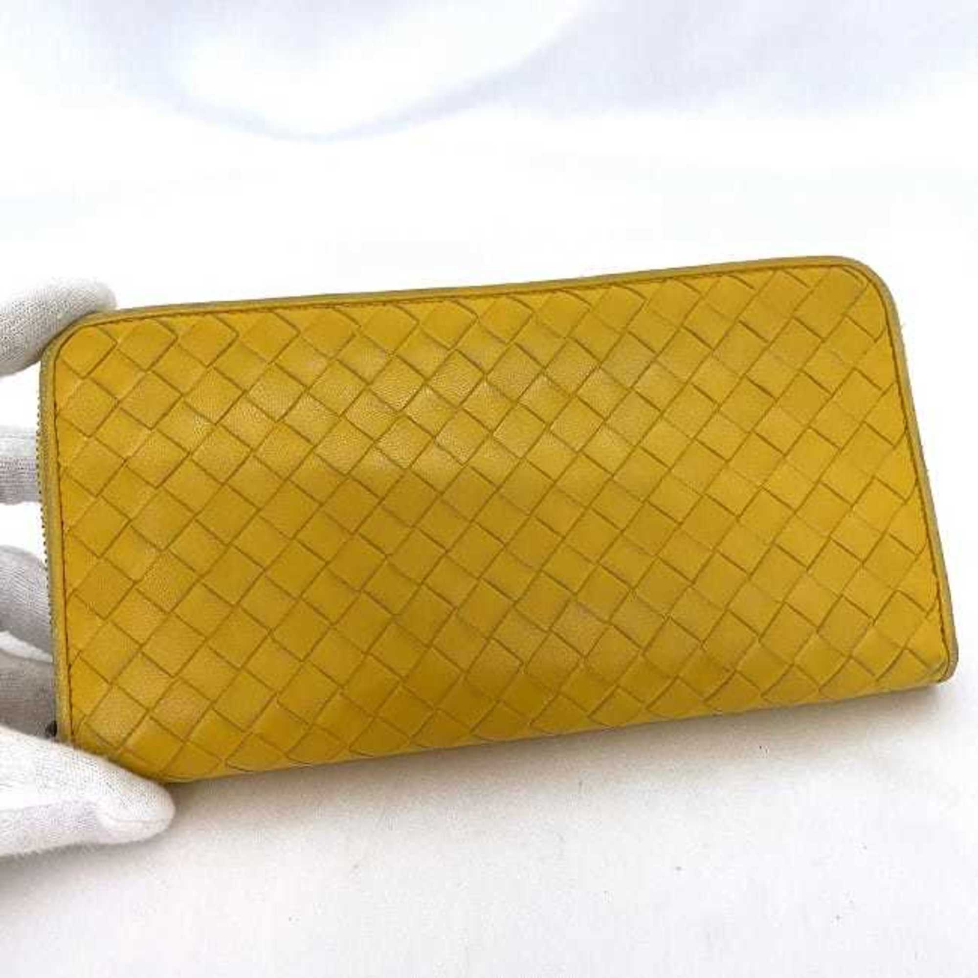 Bottega Veneta Yellow Leather Long Wallet (Bi-Fold) (Pre-Owned)