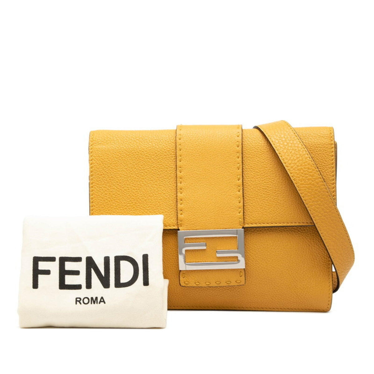 Fendi Yellow Leather Shoulder Bag (Pre-Owned)