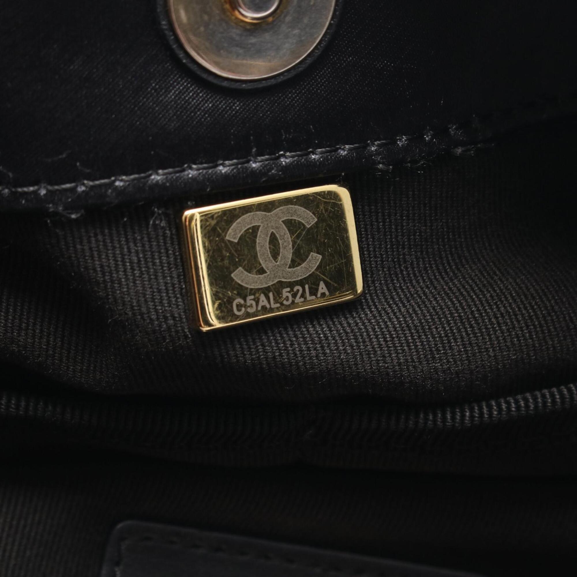 Chanel Black Fabric Leather Handbag Tote Bag (Pre-Owned)