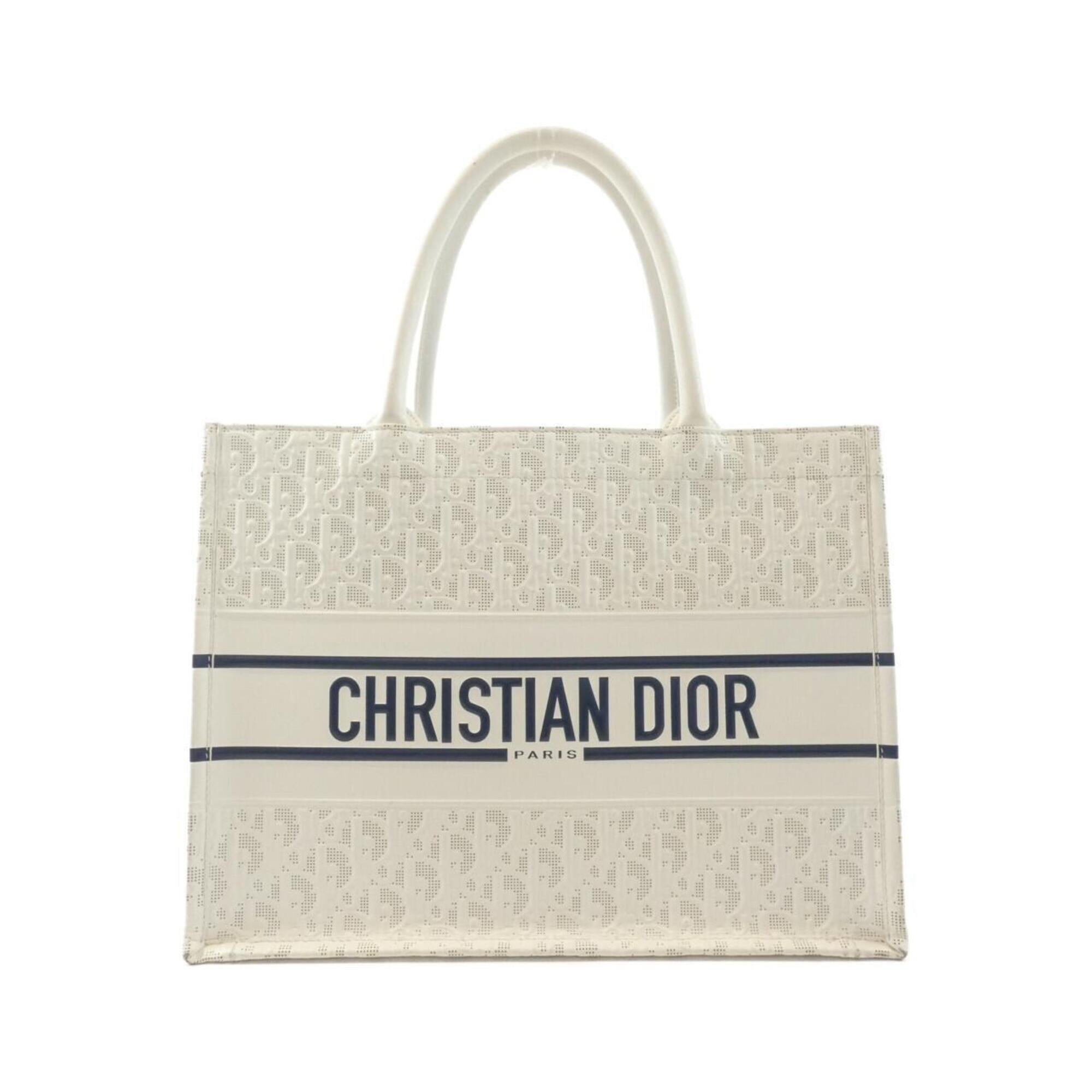 Christian Dior Navy White Leather Handbag (Pre-Owned)