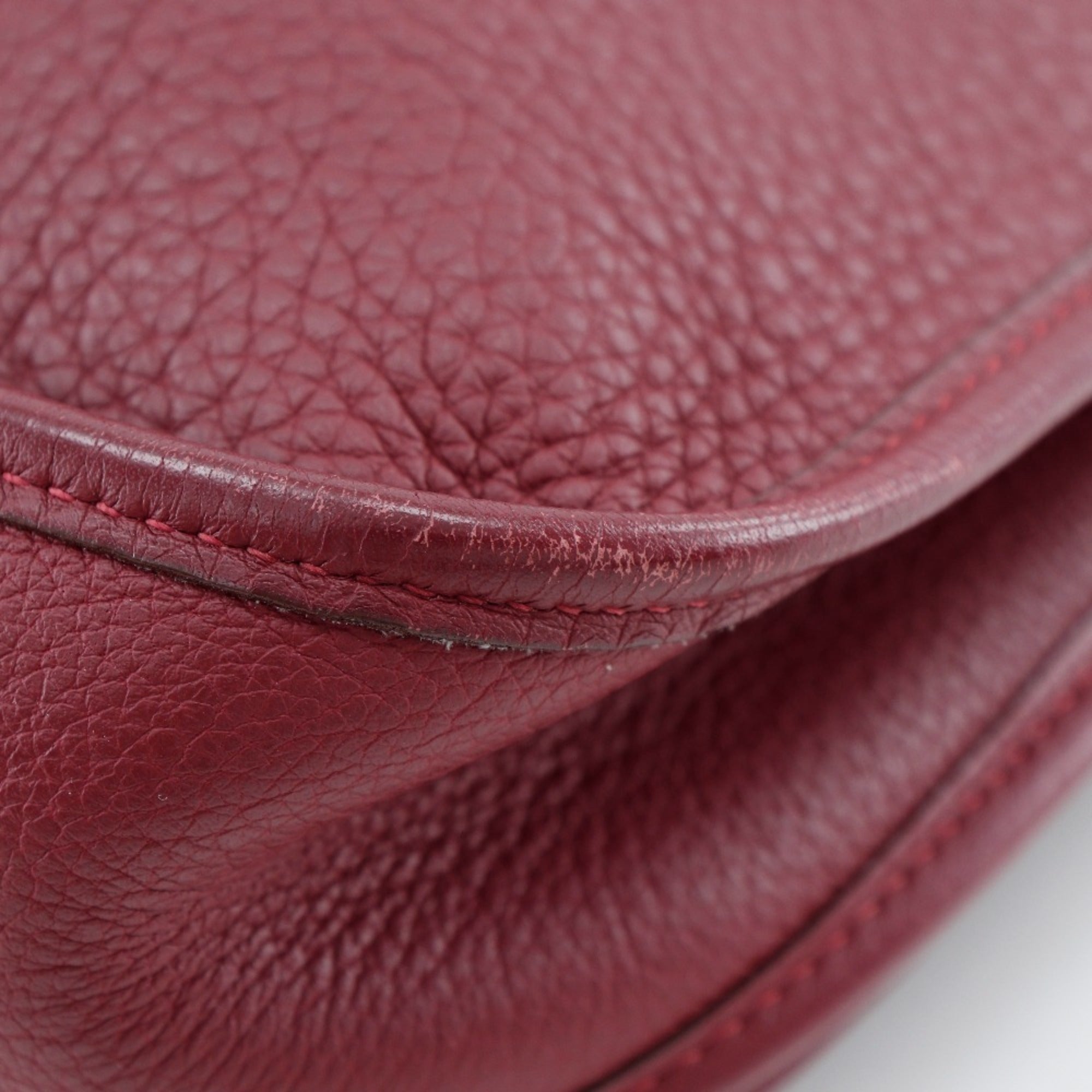 Hermes Red Color Taurillon Clemence Leather Shoulder Bag (Pre-Owned)