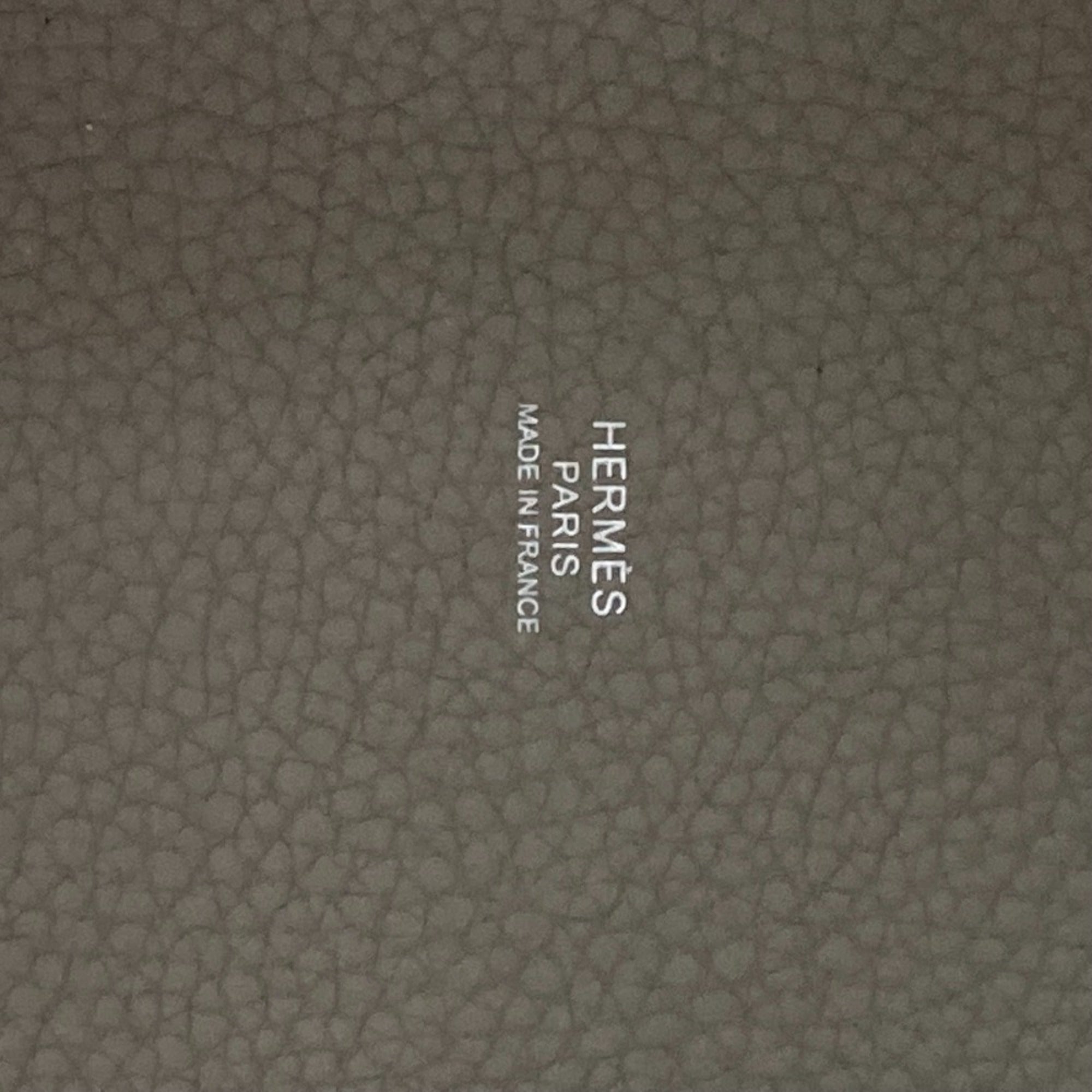 Hermes Picotin Gray Gris Tourterelle Taurillon Clemence Leather Handbag Tote Bag (Pre-Owned)