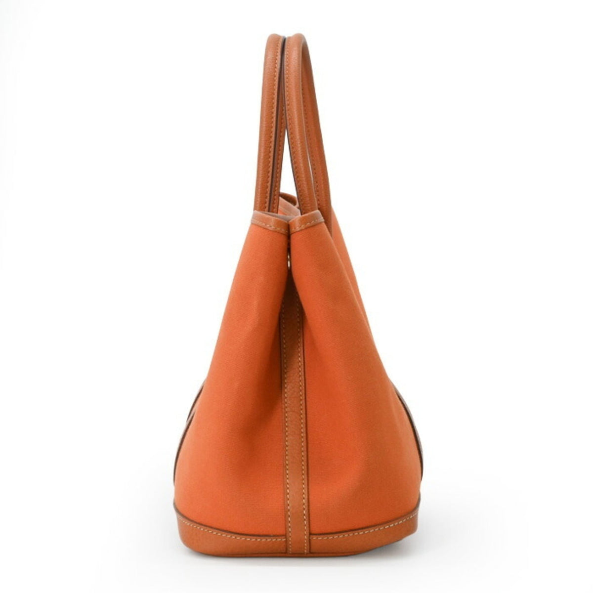 Hermes Garden Brown Orange Negonda Leather Canvas Handbag Tote Bag (Pre-Owned)