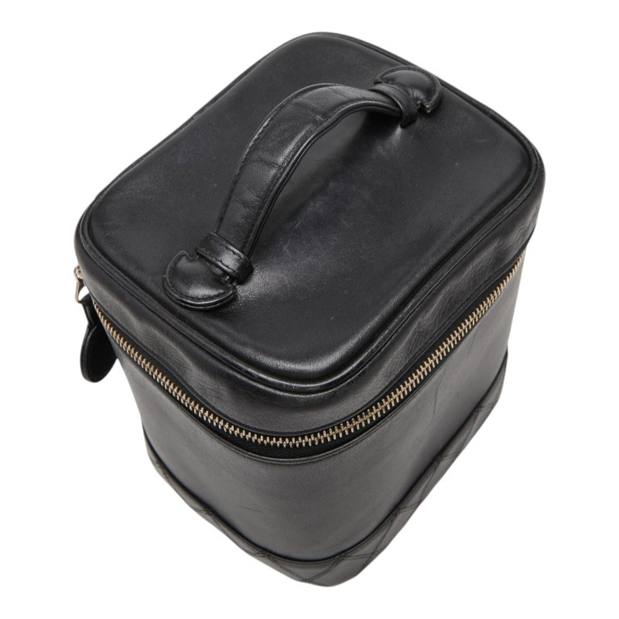 Chanel Black Leather Handbag Vanity Bag (Pre-Owned)