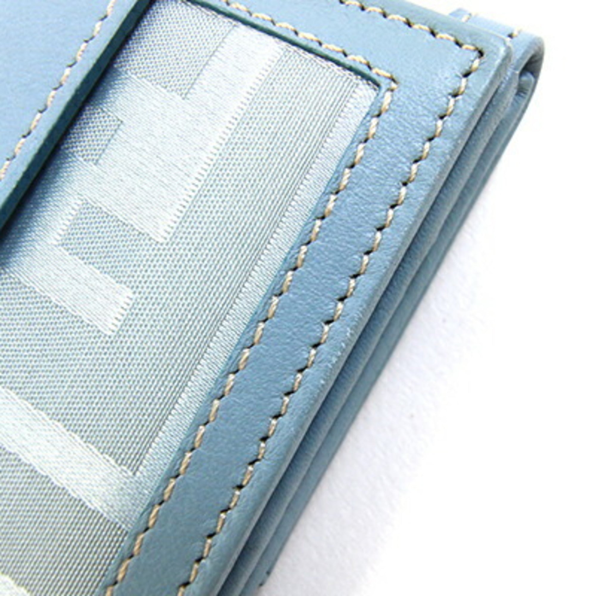 Fendi Light Blue Leather Canvas Wallet (Bi-Fold) (Pre-Owned)
