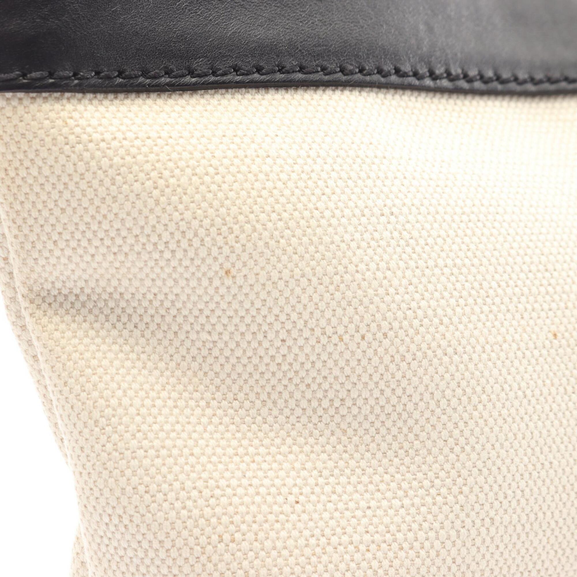 Balenciaga Black Ivory Canvas Leather Clutch Bag (Pre-Owned)