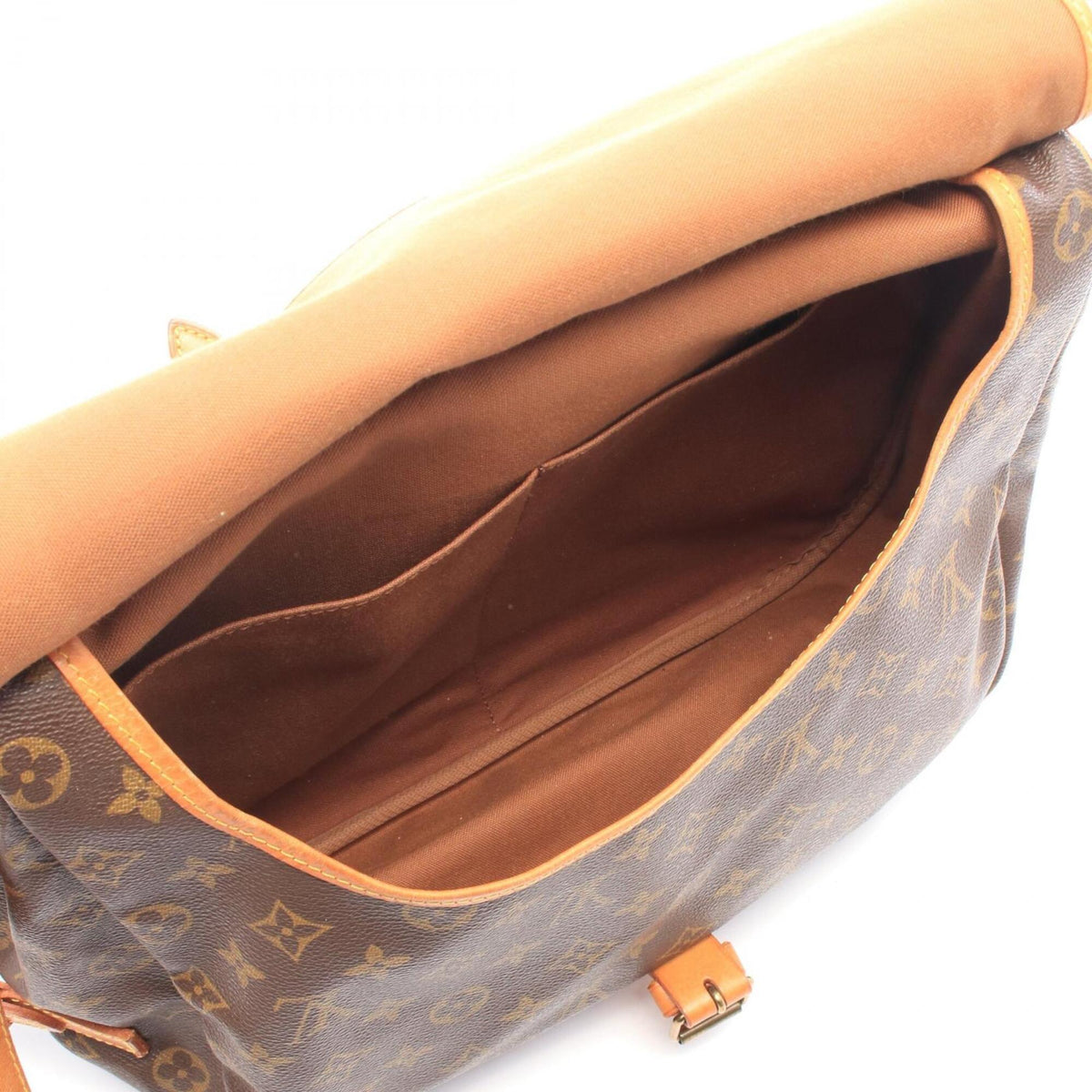 Louis Vuitton Brown Coated Canvas Leather Handbag Shoulder Bag (Pre-Owned)
