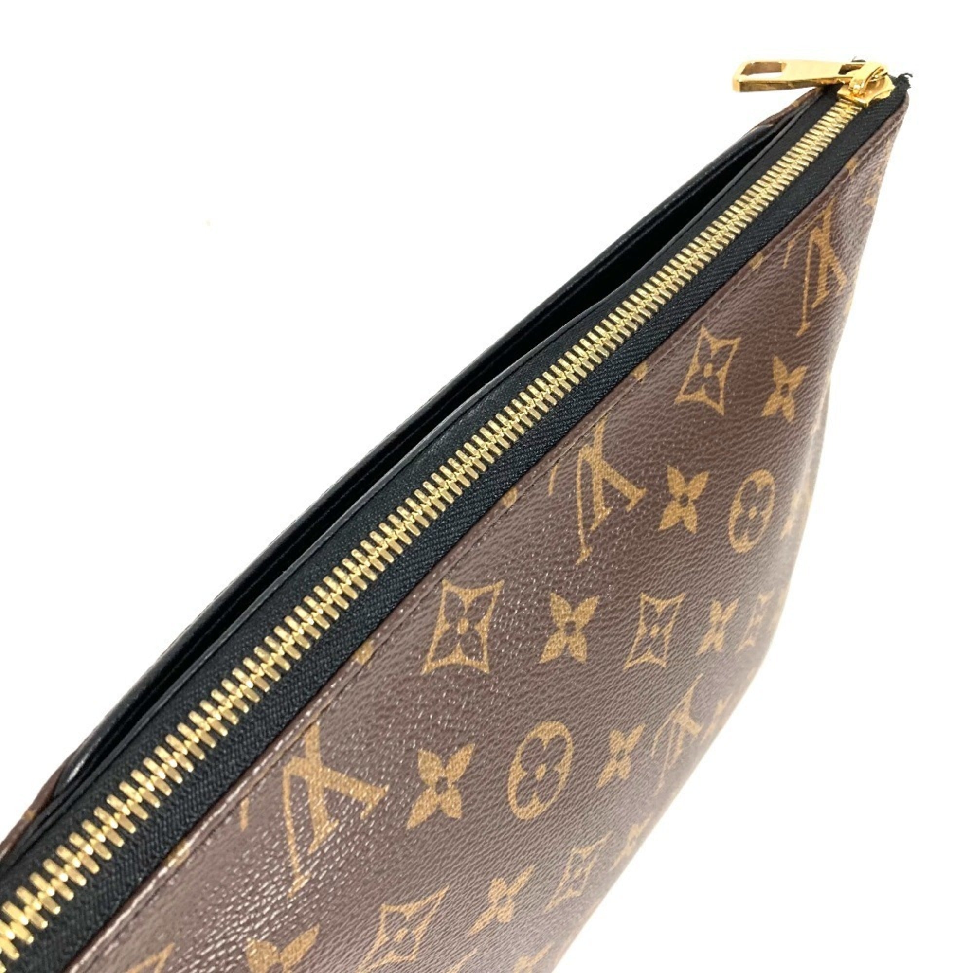 Louis Vuitton Black Brown Monogram Clutch Bag Pouch (Pre-Owned)