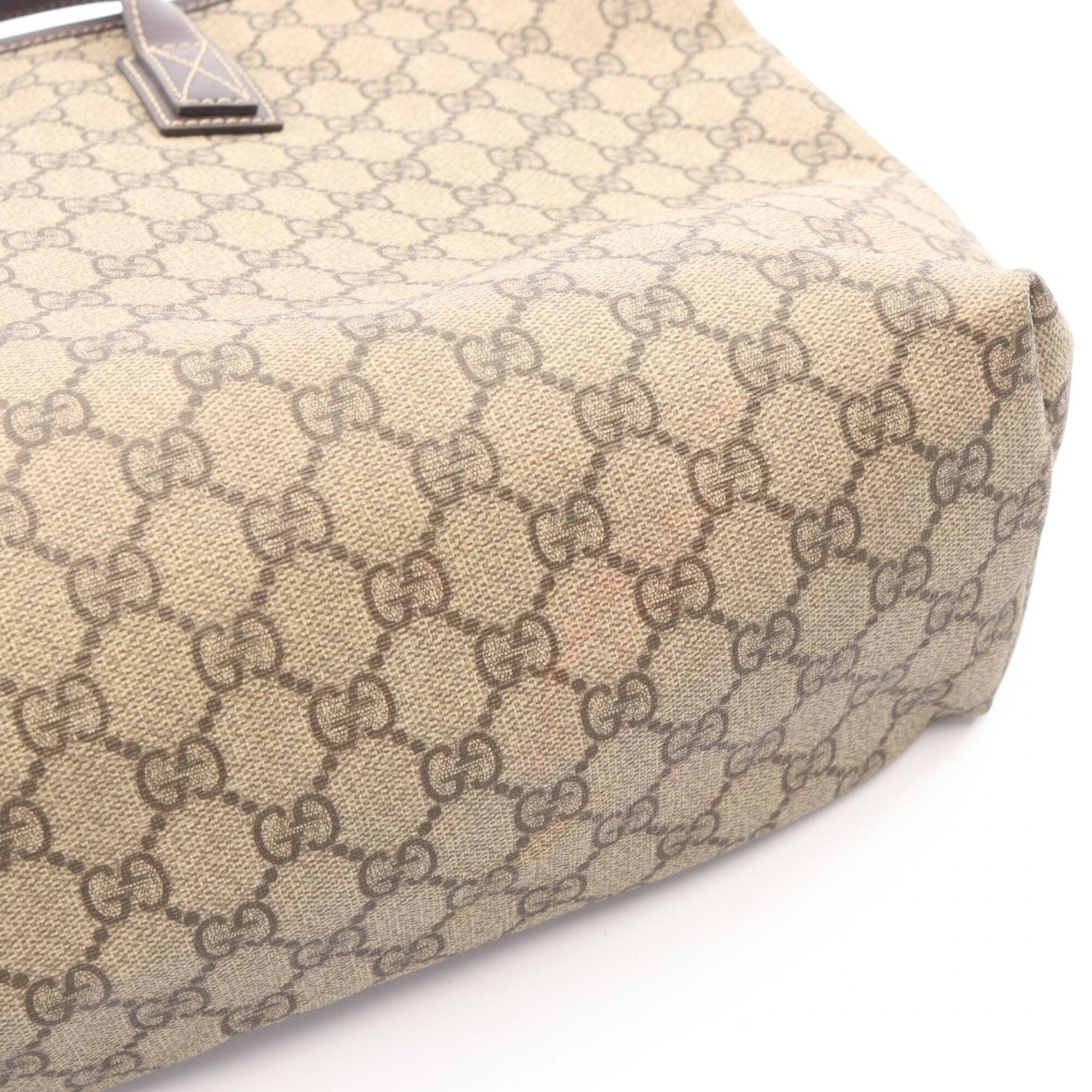 Gucci Beige Brown Pvc Coated Canvas Leather Tote Bag (Pre-Owned)
