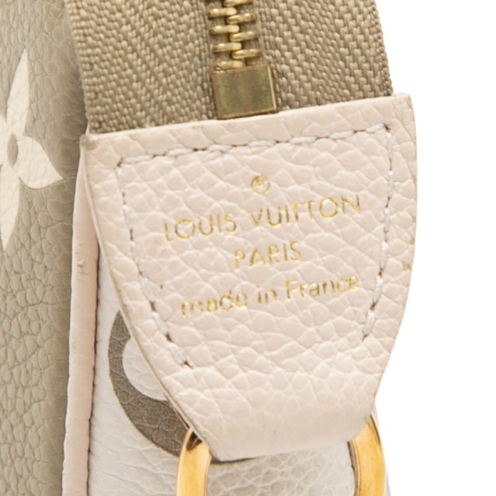Louis Vuitton Beige Khaki Leather Handbag Pouch (Pre-Owned)